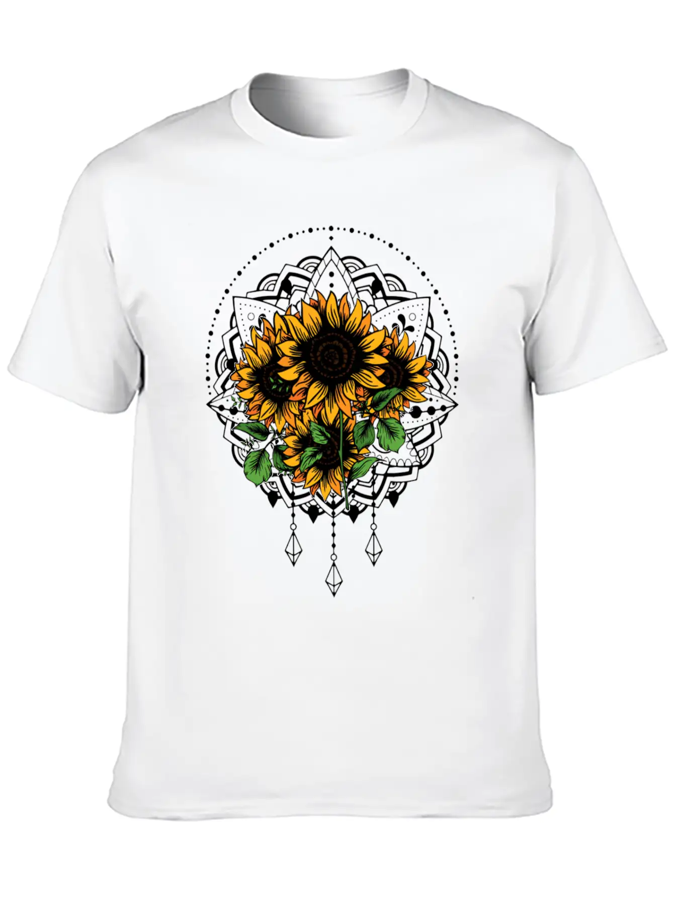 Bouquet Of Sunflowers Mandala Flower Funny Unisex Casual T-Shirt – Clean Design For Daily Comfort