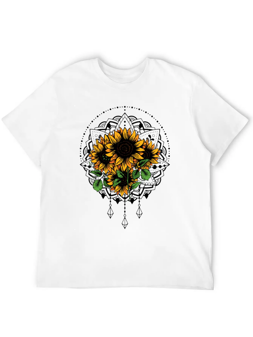 Bouquet Of Sunflowers Mandala Flower Funny Unisex Casual T-Shirt – Clean Design For Daily Comfort