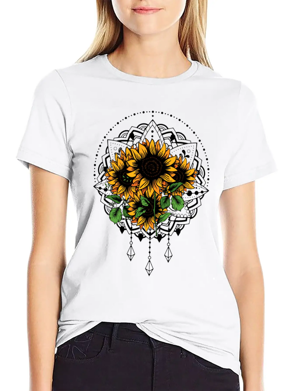 Bouquet Of Sunflowers Mandala Flower Funny Unisex Casual T-Shirt – Clean Design For Daily Comfort