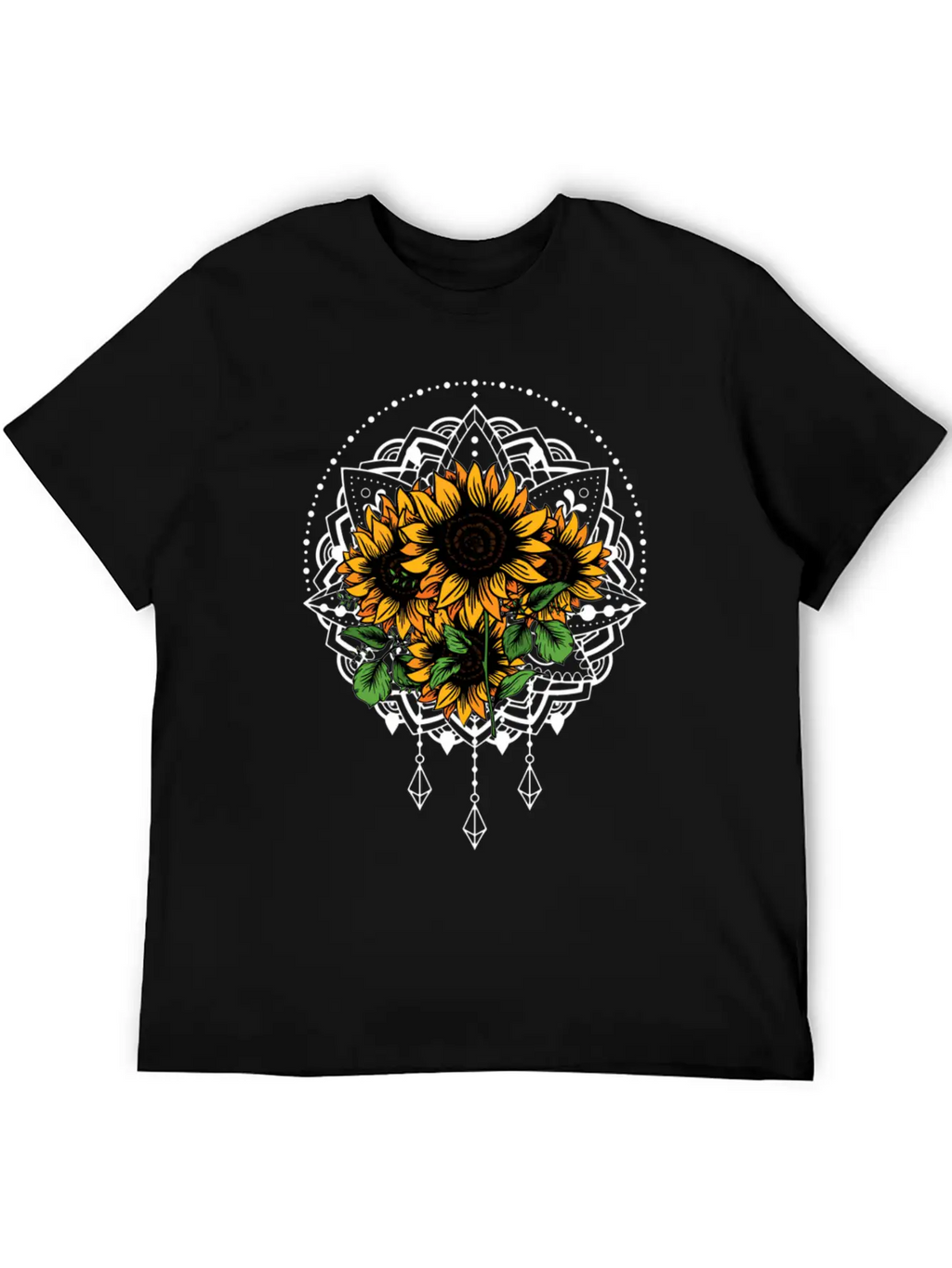 Bouquet Of Sunflowers Mandala Flower Funny Unisex Casual T-Shirt – Clean Design For Daily Comfort