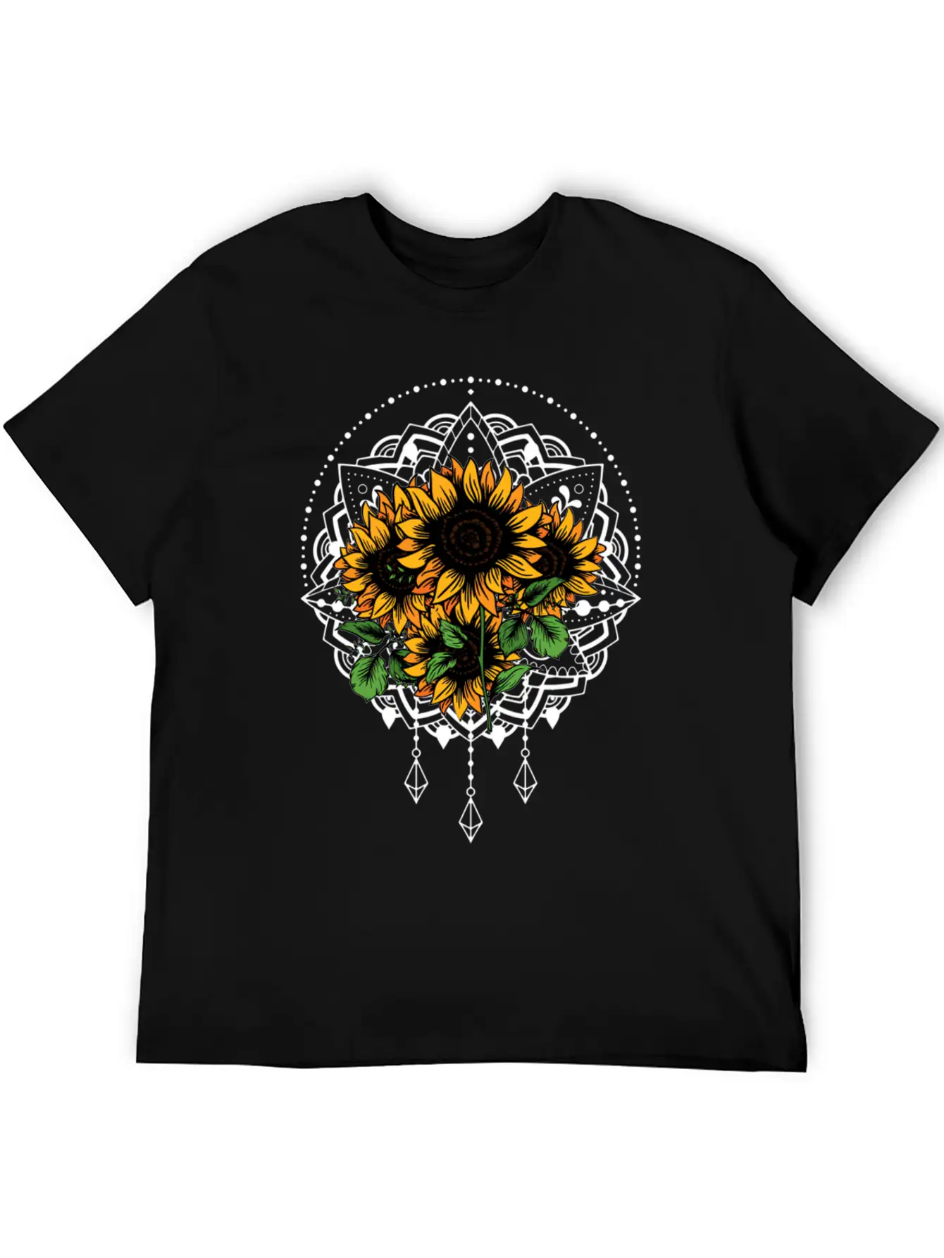 Bouquet Of Sunflowers Mandala Flower Funny Unisex Casual T-Shirt – Clean Design For Daily Comfort