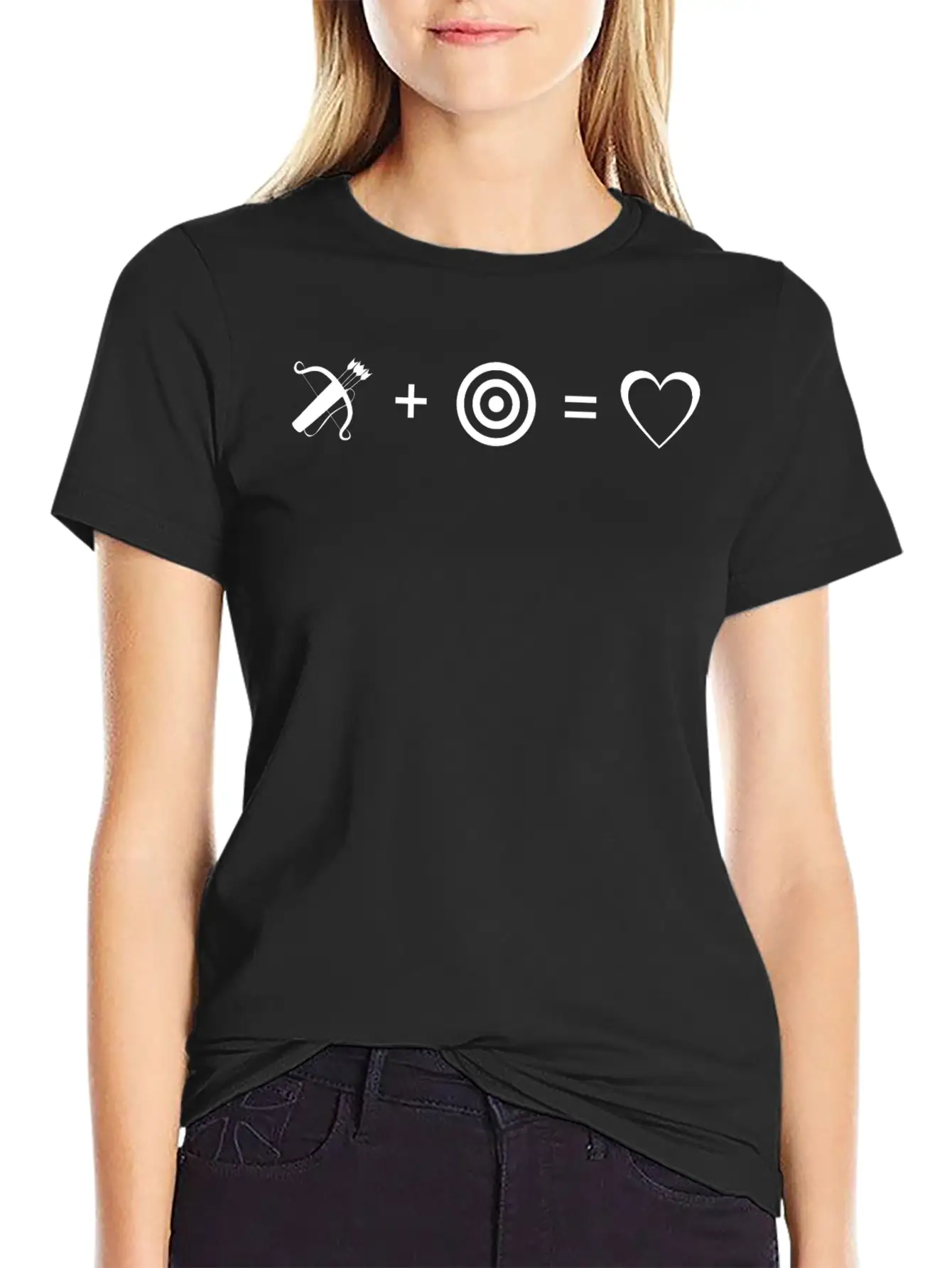 Bow Arrows Quiver & Target Is Love Heart Unisex Casual T-Shirt – Clean Design For Daily Comfort