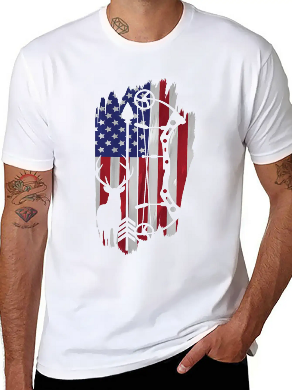 Bow Hunting American Flag Patriot Arrow Gift Classic Cotton Tee – Unisex Comfort For Any Season