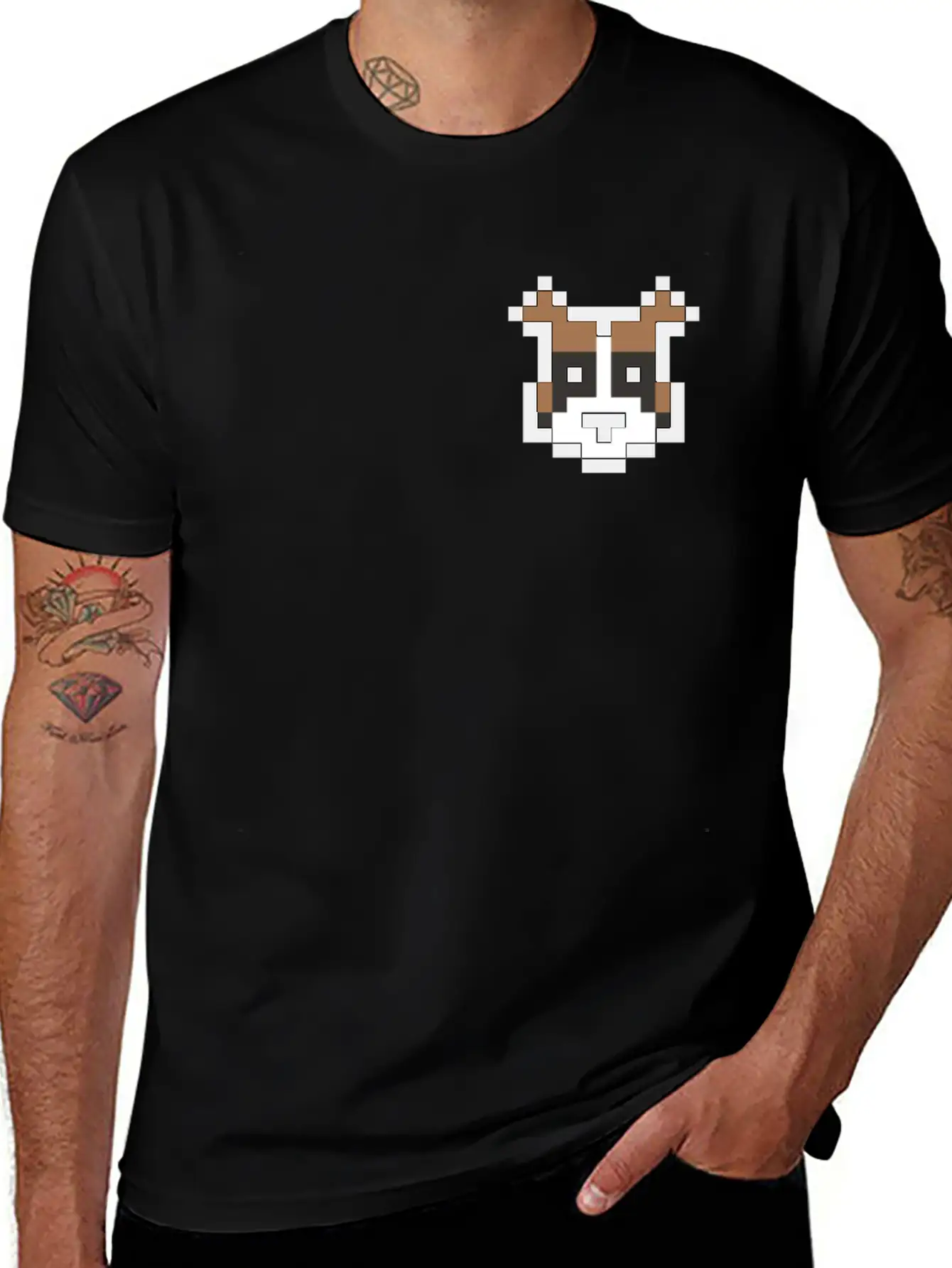Boxer Dog Pocket Pixel Art Unisex Casual T-Shirt – Clean Design For Daily Comfort