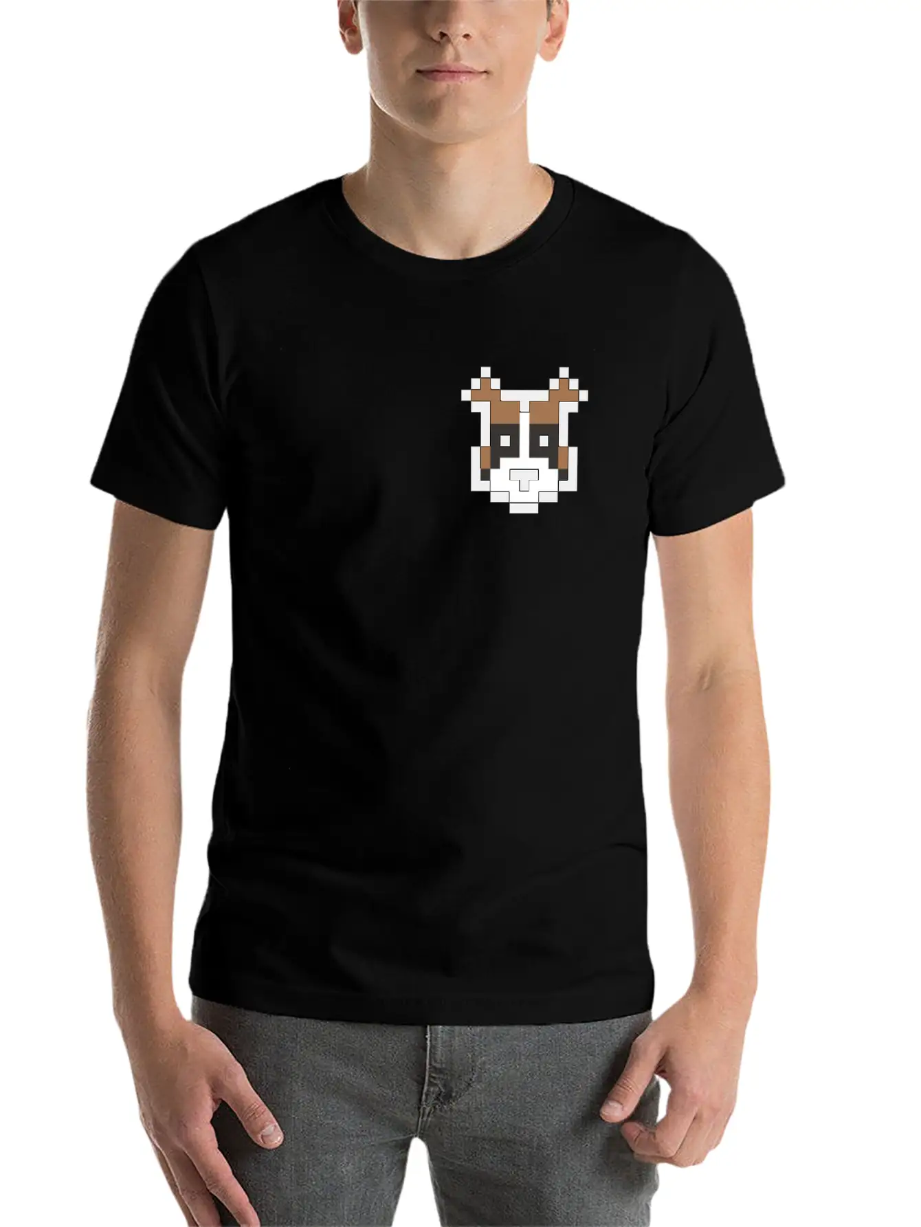 Boxer Dog Pocket Pixel Art Unisex Casual T-Shirt – Clean Design For Daily Comfort