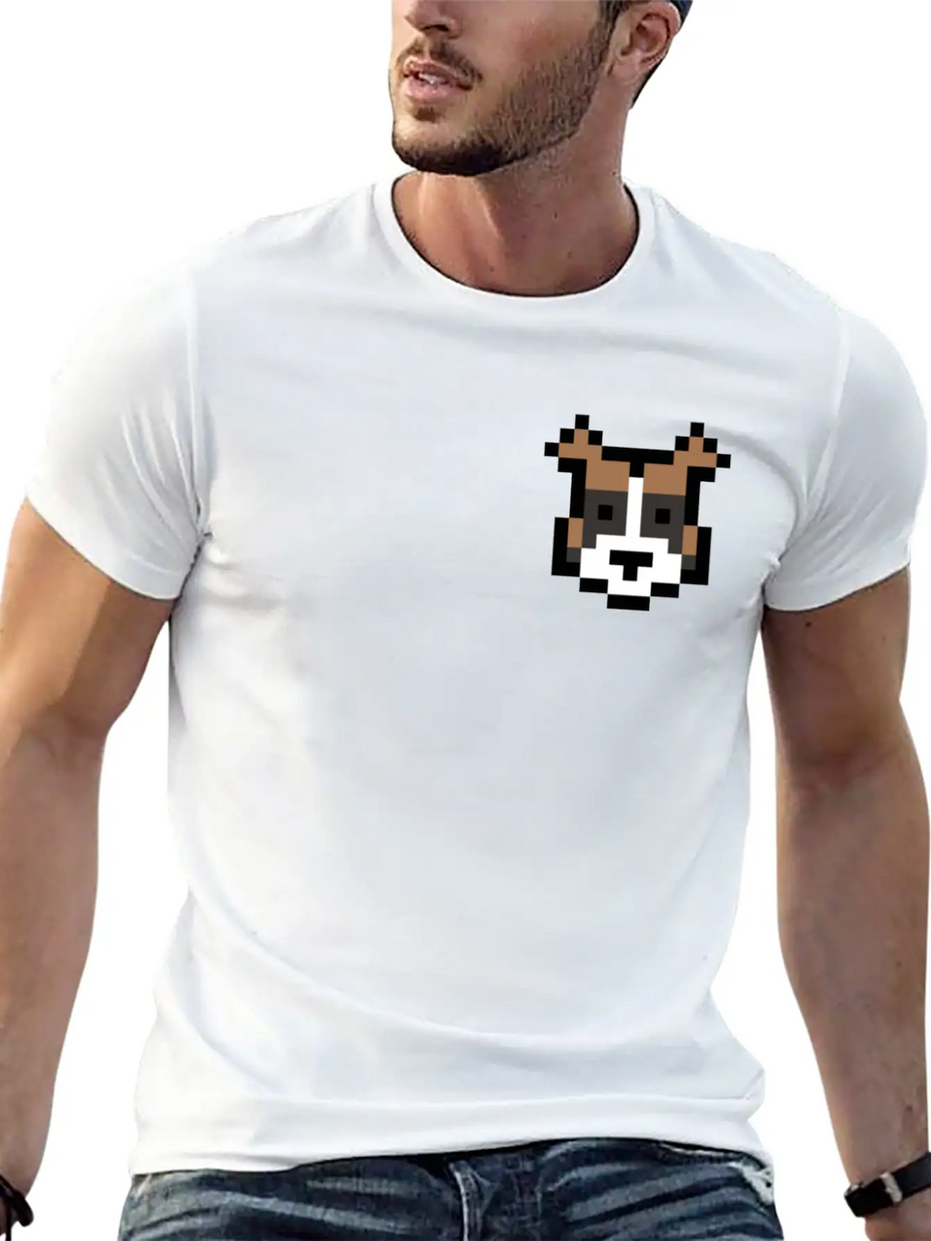 Boxer Dog Pocket Pixel Art Unisex Casual T-Shirt – Clean Design For Daily Comfort