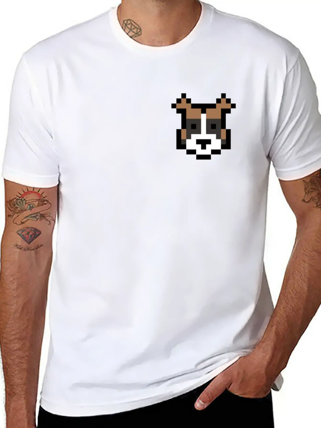 Boxer Dog Pocket Pixel Art Unisex Casual T-Shirt – Clean Design For Daily Comfort