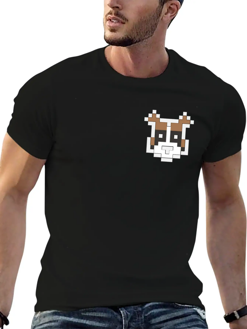 Boxer Dog Pocket Pixel Art Unisex Casual T-Shirt – Clean Design For Daily Comfort