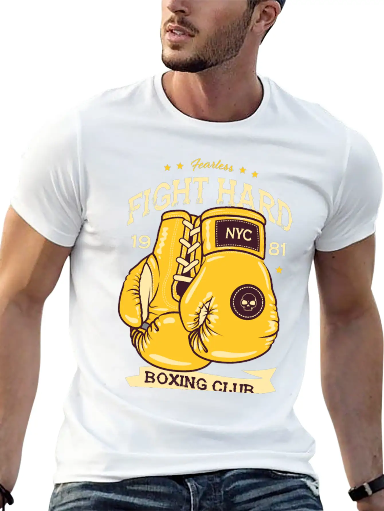 Boxing Fearless Fight Hard Club Retro Design207 Bo Classic Cotton Tee – Unisex Comfort For Any Season