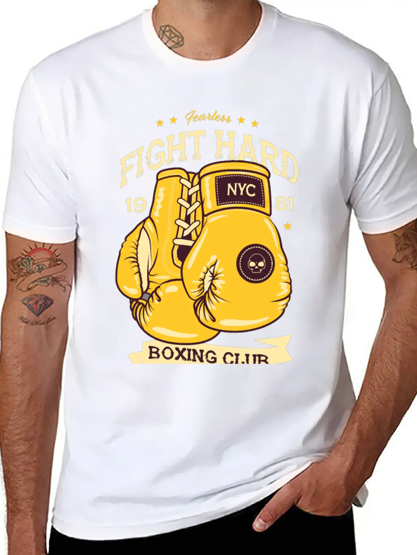 Boxing Fearless Fight Hard Club Retro Design207 Bo Classic Cotton Tee – Unisex Comfort For Any Season