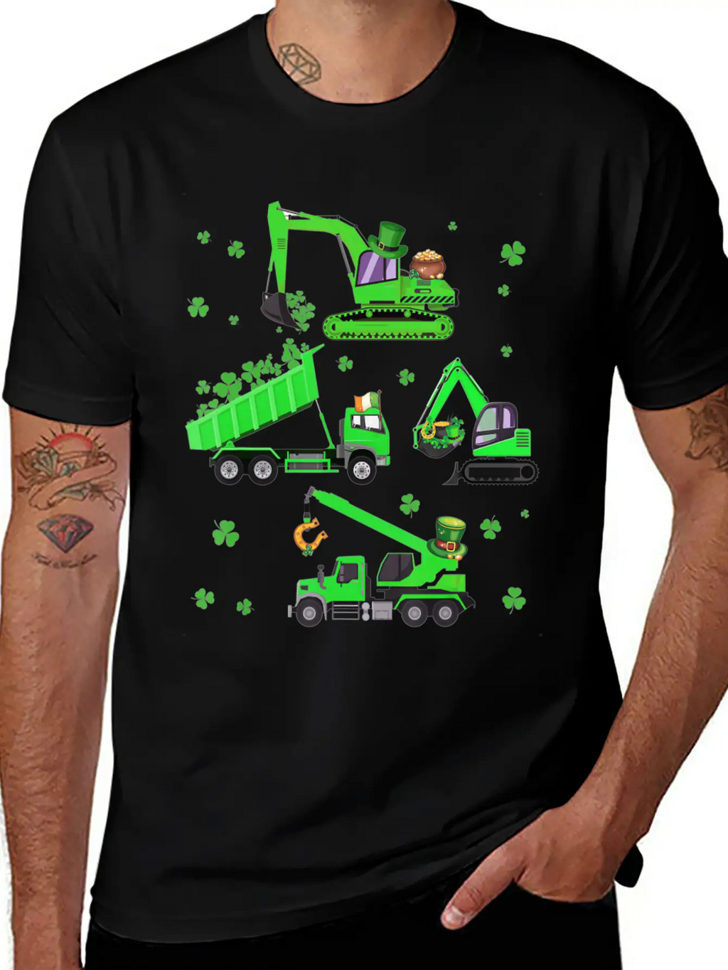 Boys St Patricks Day Crane Truck Construction Breathable Soft Cotton T-Shirt – Timeless Casual Look