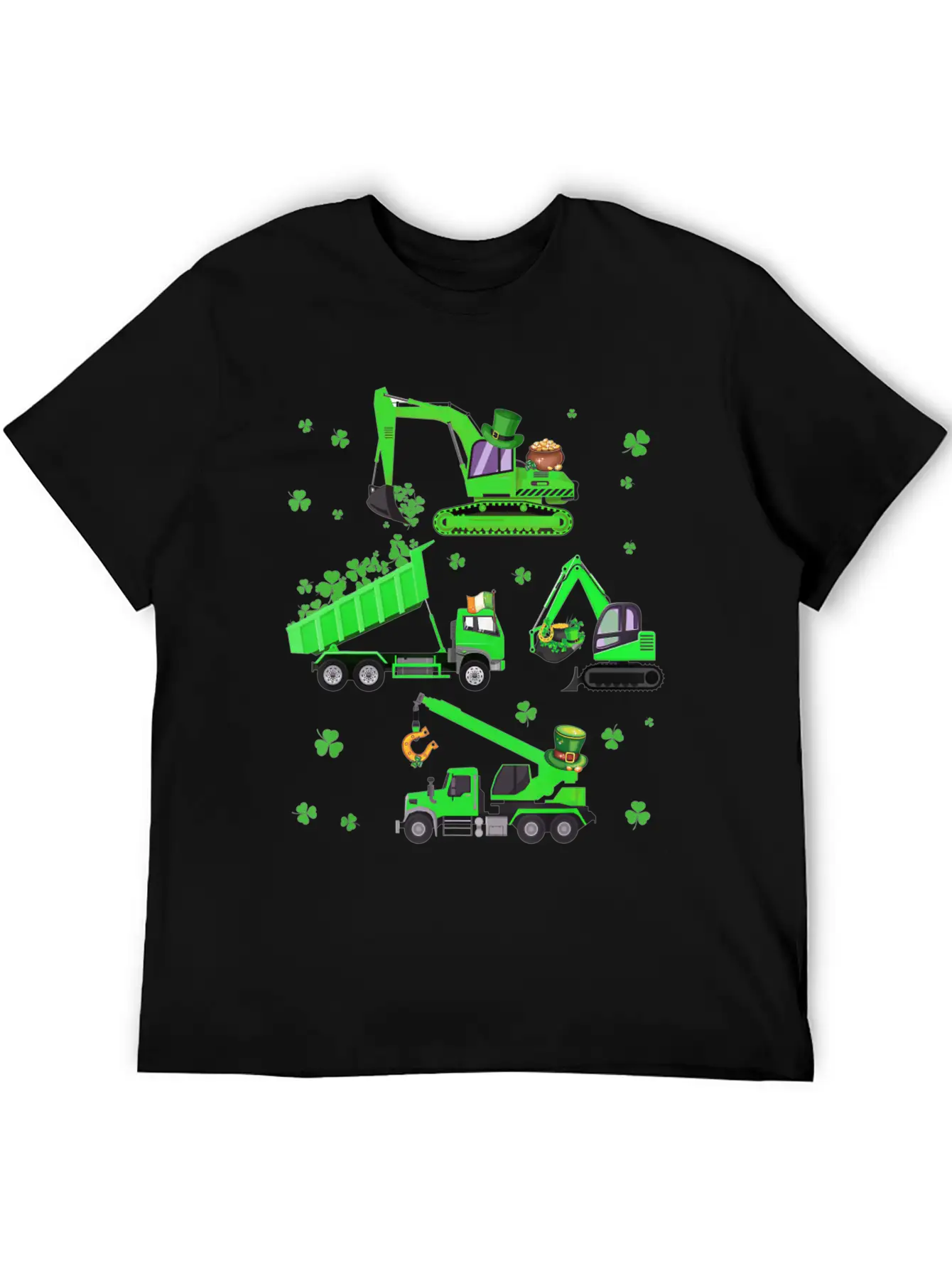 Boys St Patricks Day Crane Truck Construction Breathable Soft Cotton T-Shirt – Timeless Casual Look
