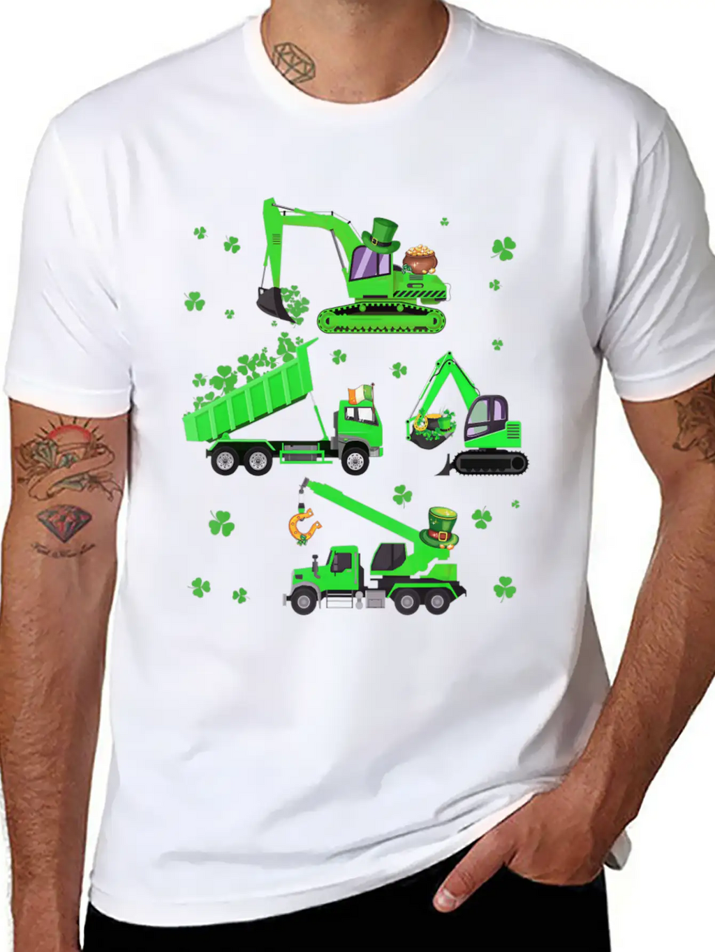 Boys St Patricks Day Crane Truck Construction Breathable Soft Cotton T-Shirt – Timeless Casual Look