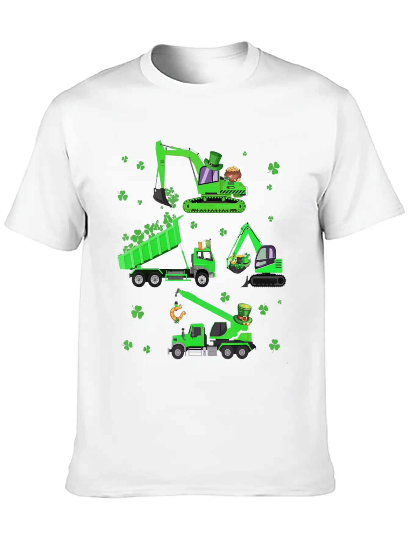 Boys St Patricks Day Crane Truck Construction Breathable Soft Cotton T-Shirt – Timeless Casual Look