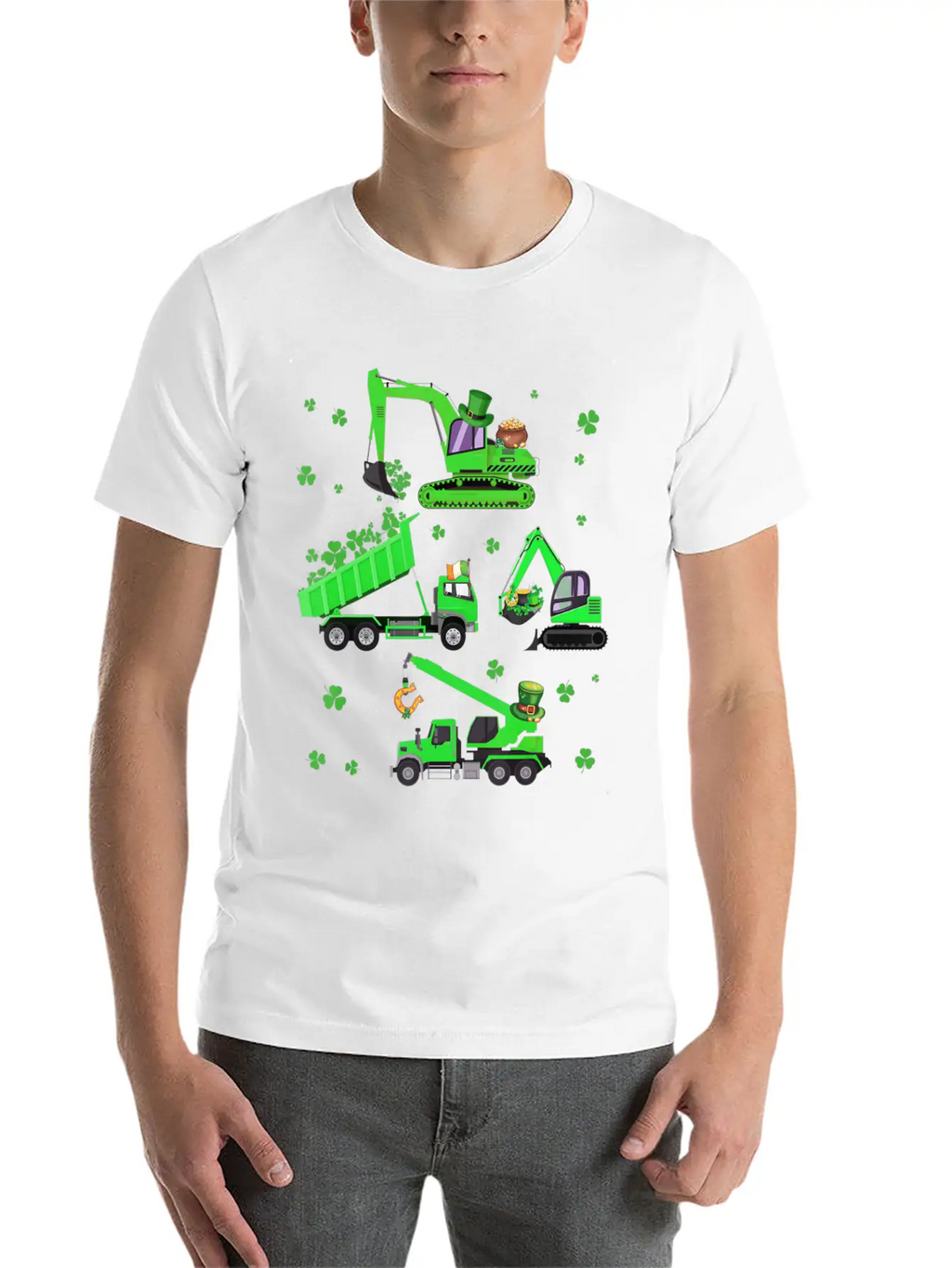 Boys St Patricks Day Crane Truck Construction Breathable Soft Cotton T-Shirt – Timeless Casual Look