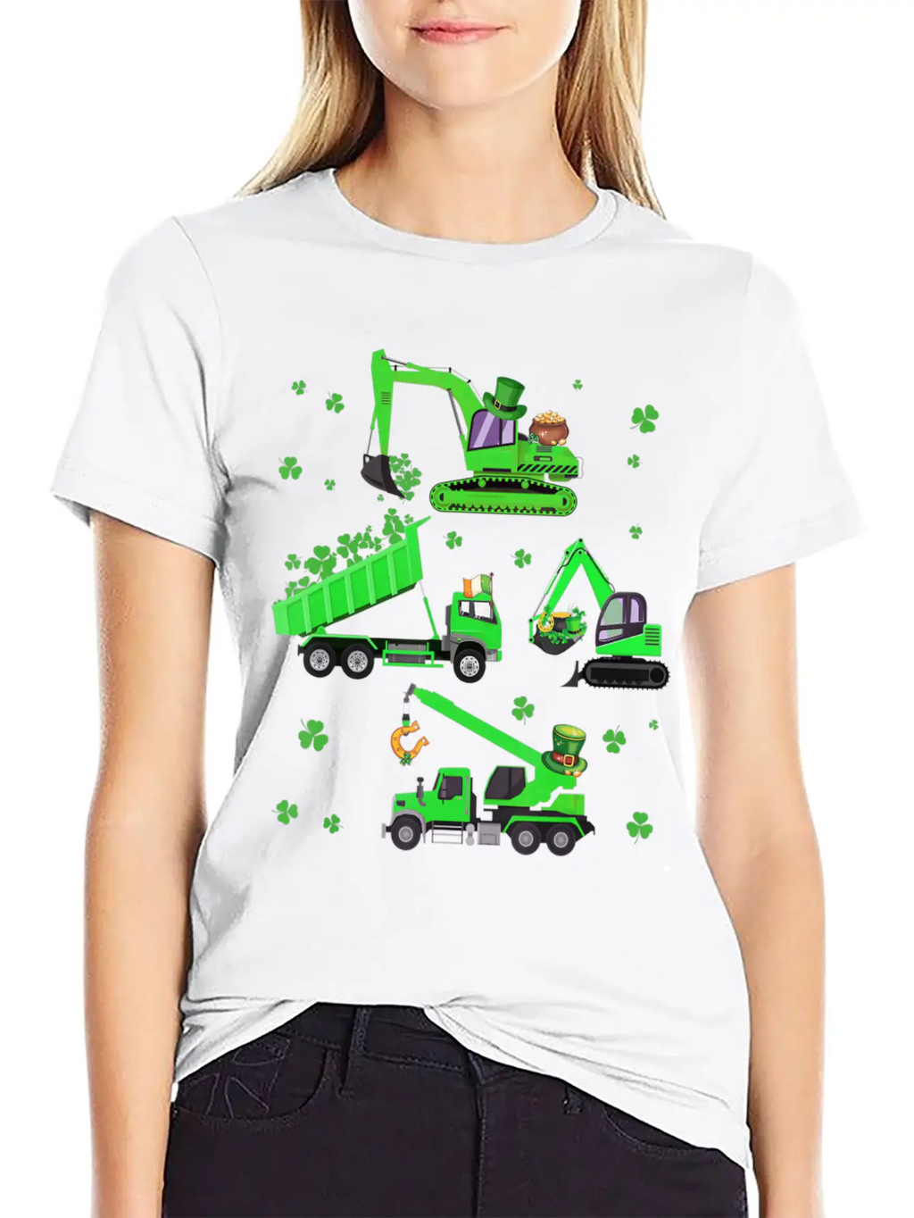 Boys St Patricks Day Crane Truck Construction Breathable Soft Cotton T-Shirt – Timeless Casual Look