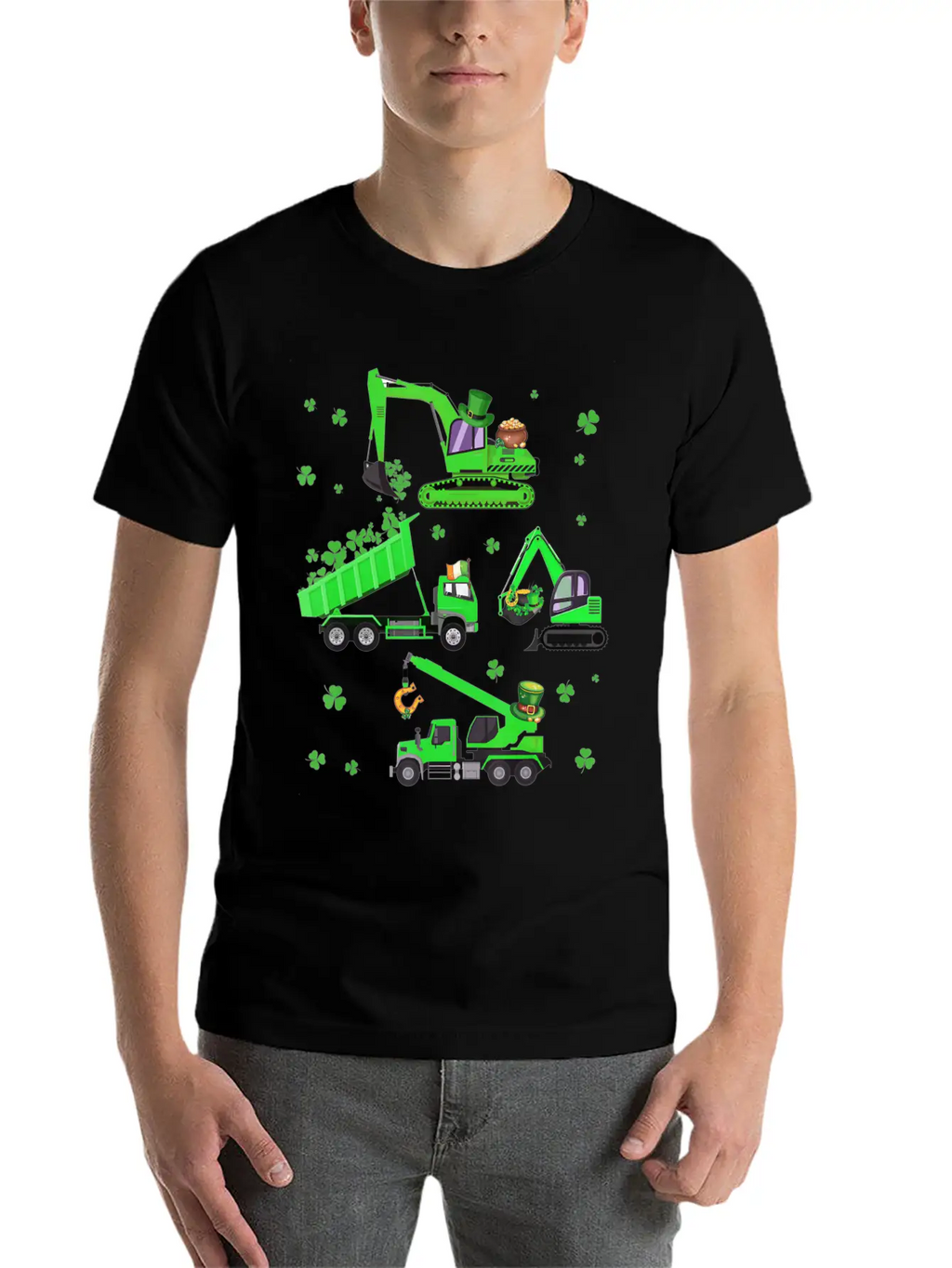 Boys St Patricks Day Crane Truck Construction Breathable Soft Cotton T-Shirt – Timeless Casual Look