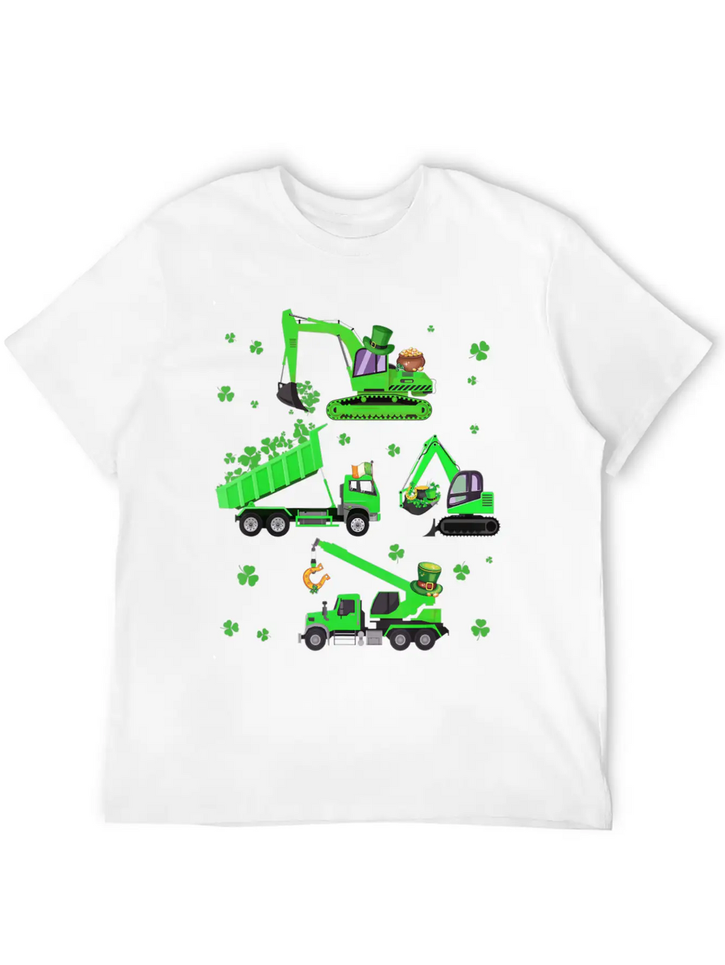 Boys St Patricks Day Crane Truck Construction Breathable Soft Cotton T-Shirt – Timeless Casual Look