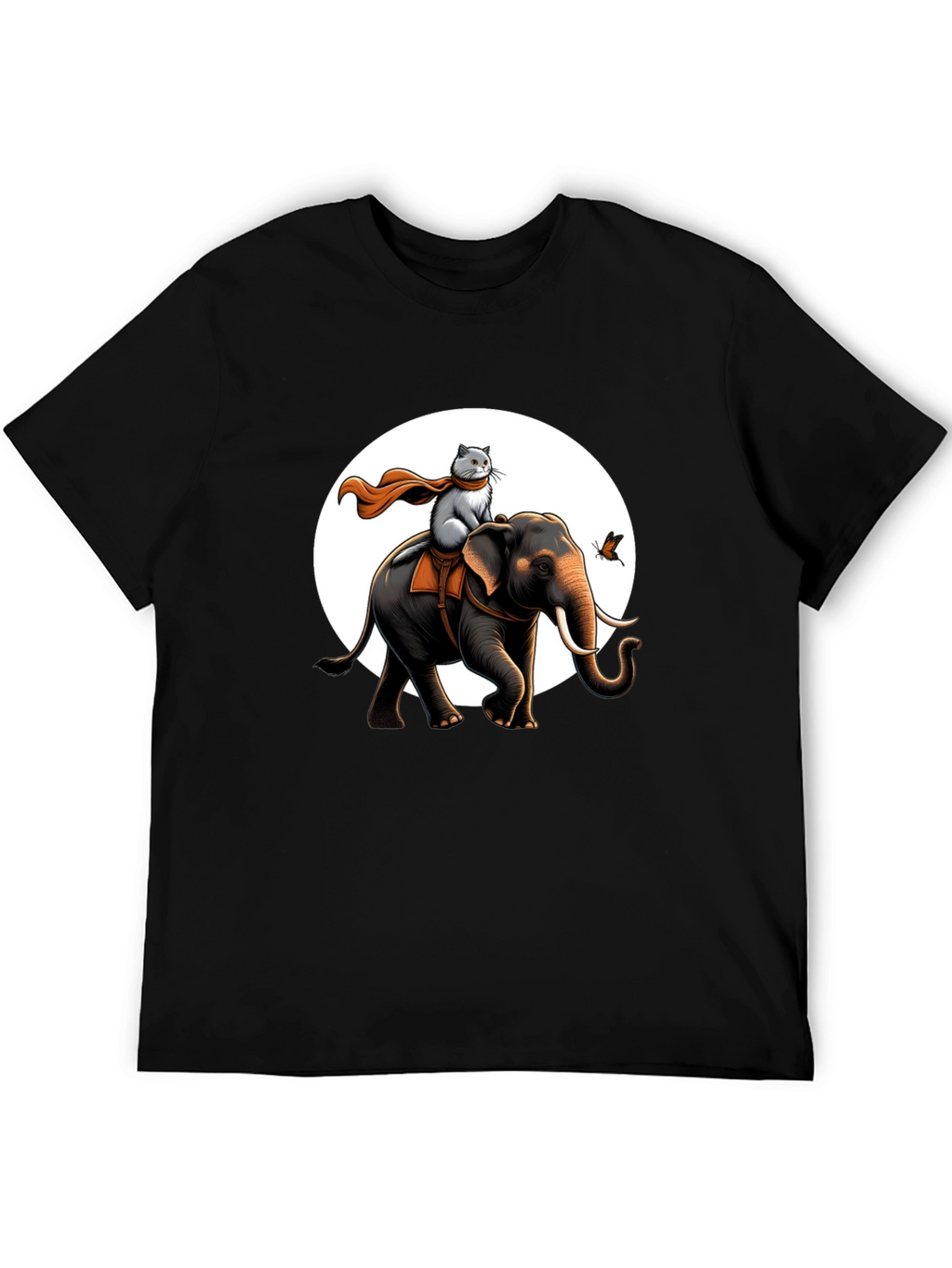 Elephant & Cat Adventure T-Shirt - Whimsical Graphic Tee