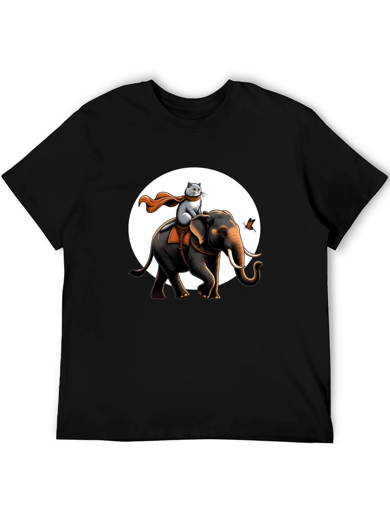 Elephant & Cat Adventure T-Shirt - Whimsical Graphic Tee