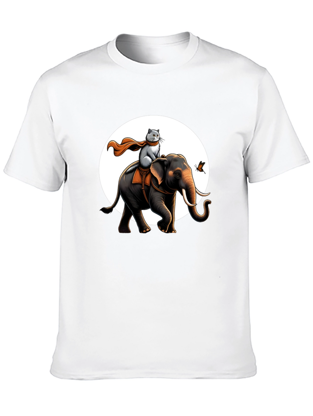 Elephant & Cat Adventure T-Shirt - Whimsical Graphic Tee