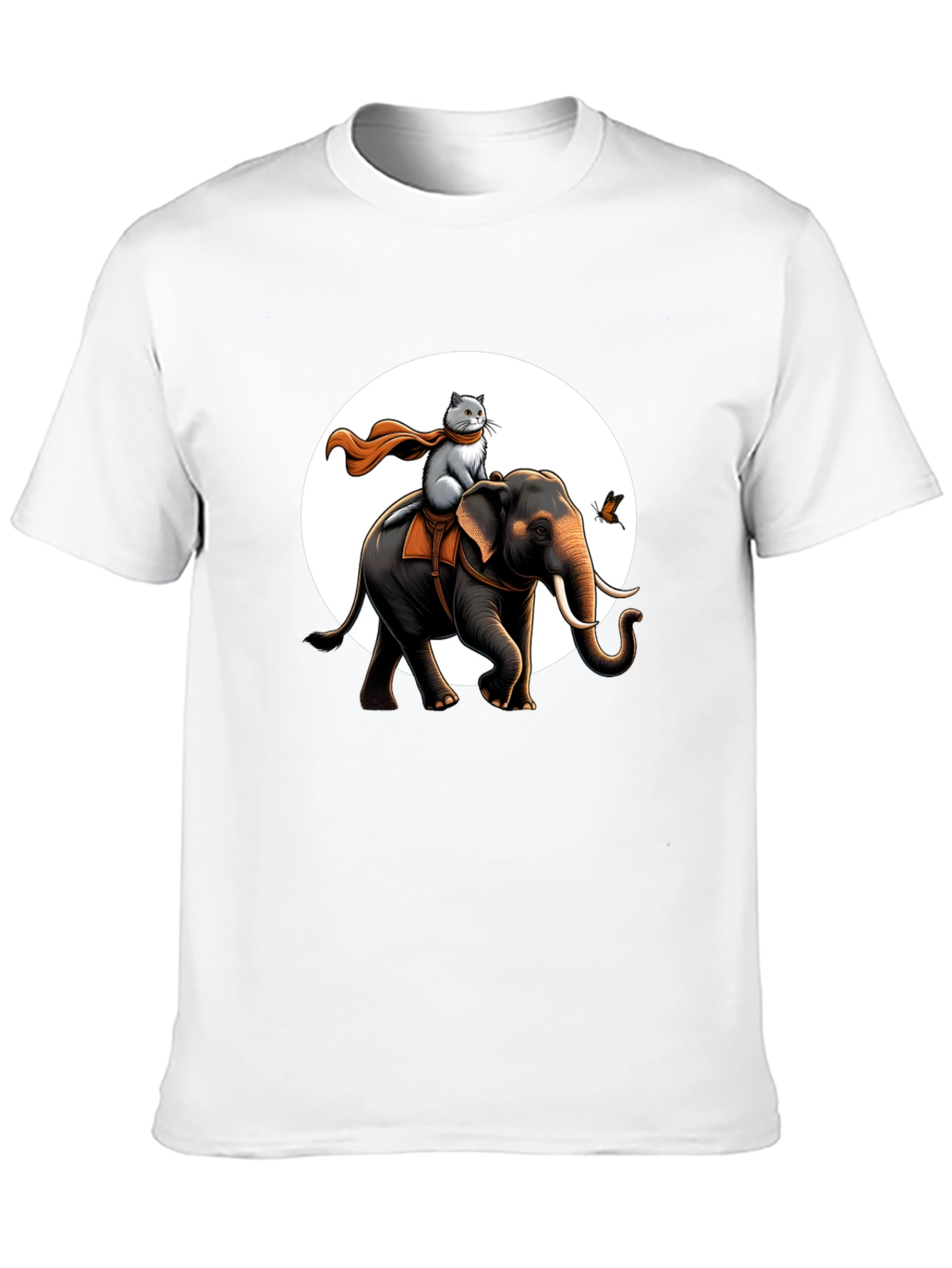 Elephant & Cat Adventure T-Shirt - Whimsical Graphic Tee