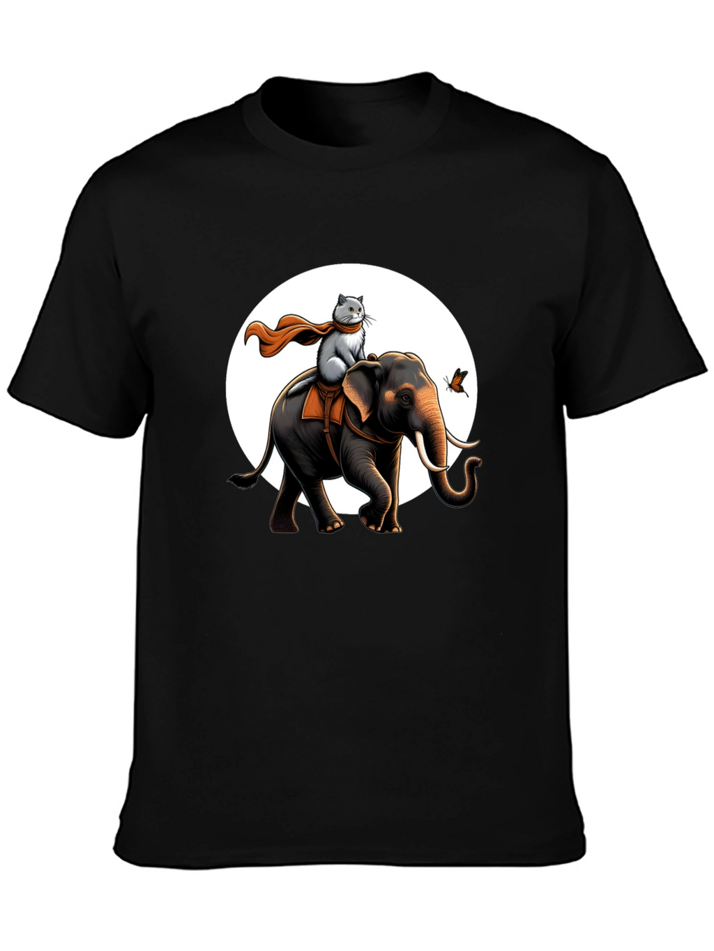 Elephant & Cat Adventure T-Shirt - Whimsical Graphic Tee