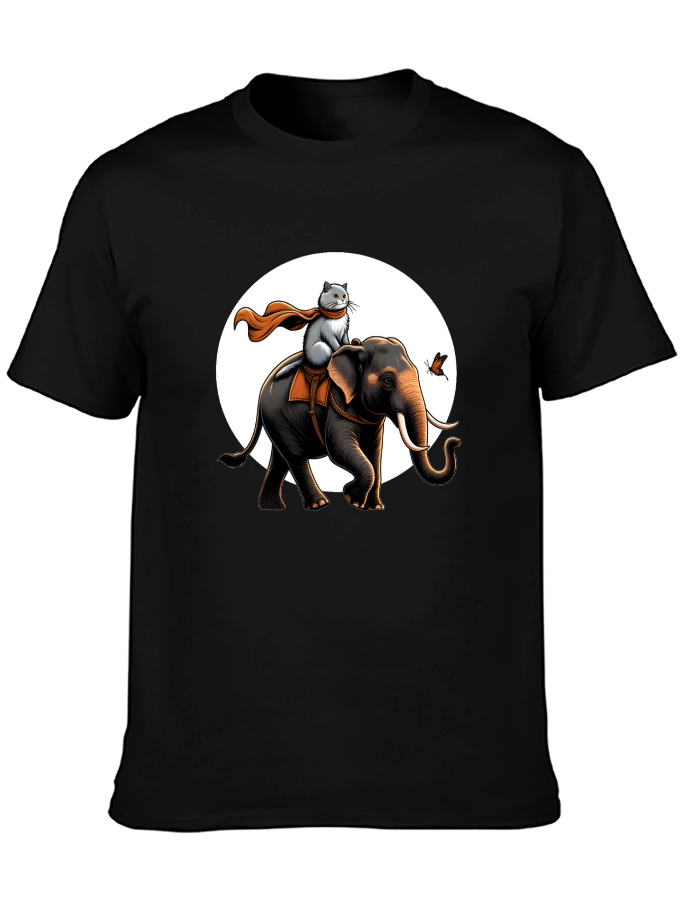 Elephant & Cat Adventure T-Shirt - Whimsical Graphic Tee