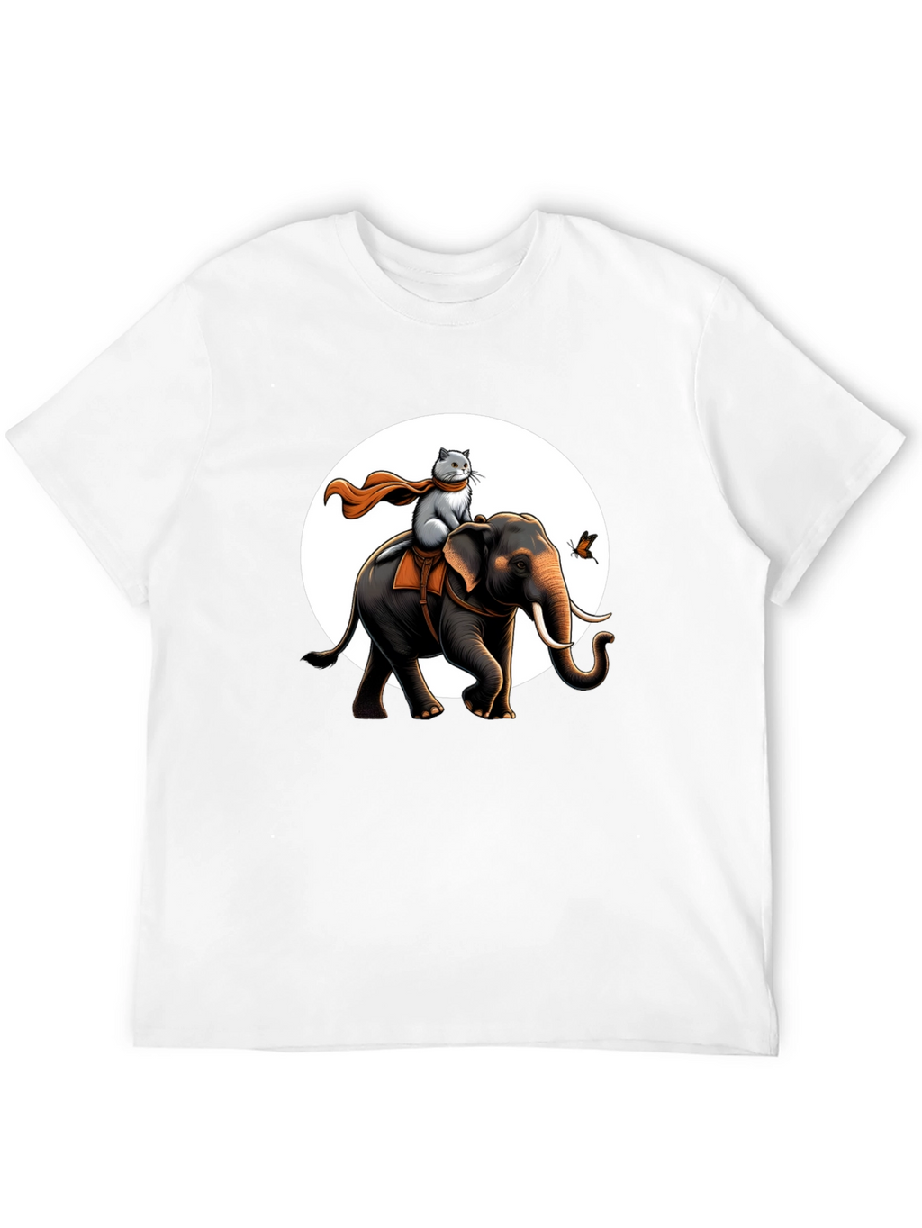 Elephant & Cat Adventure T-Shirt - Whimsical Graphic Tee