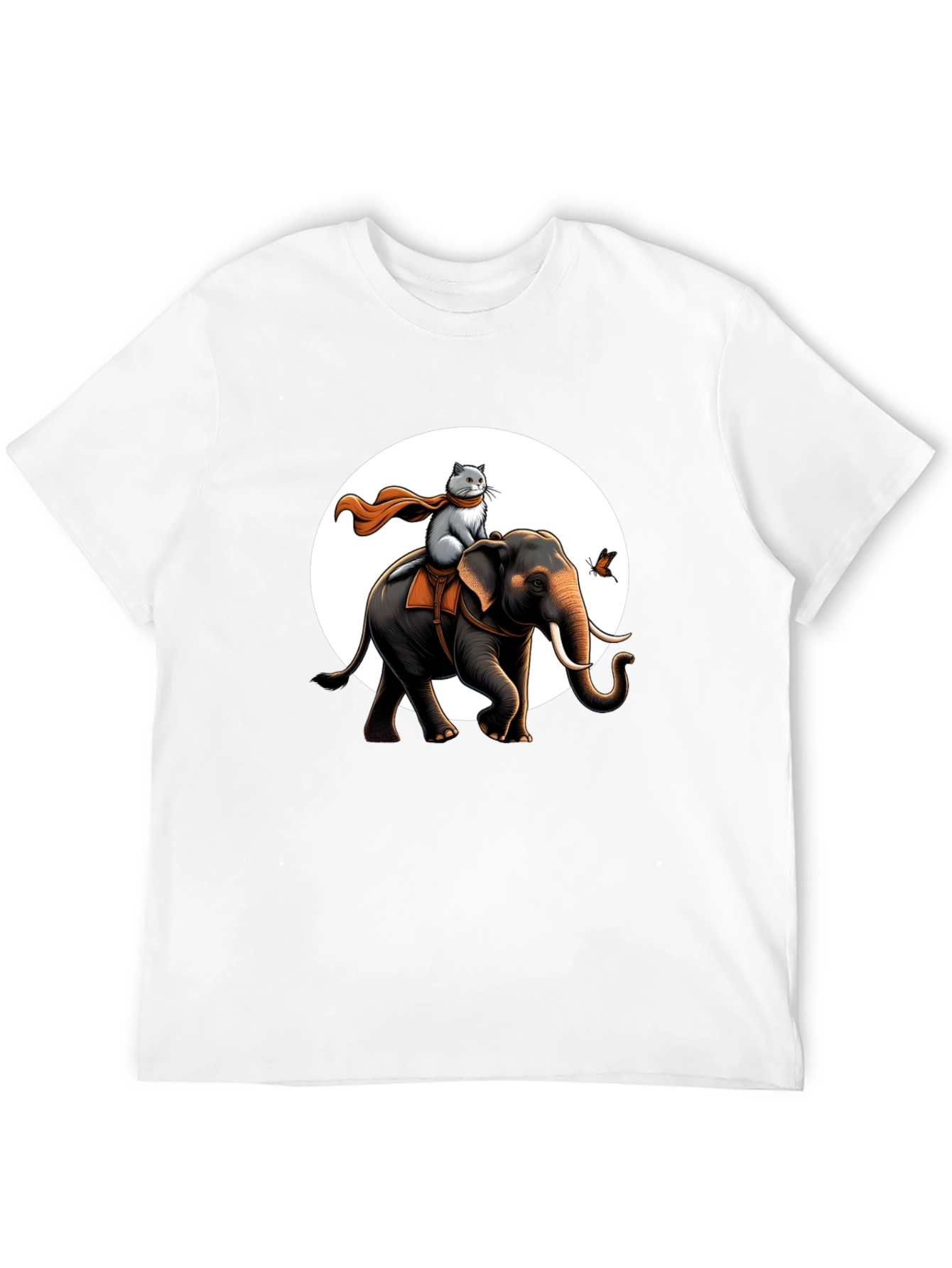 Elephant & Cat Adventure T-Shirt - Whimsical Graphic Tee