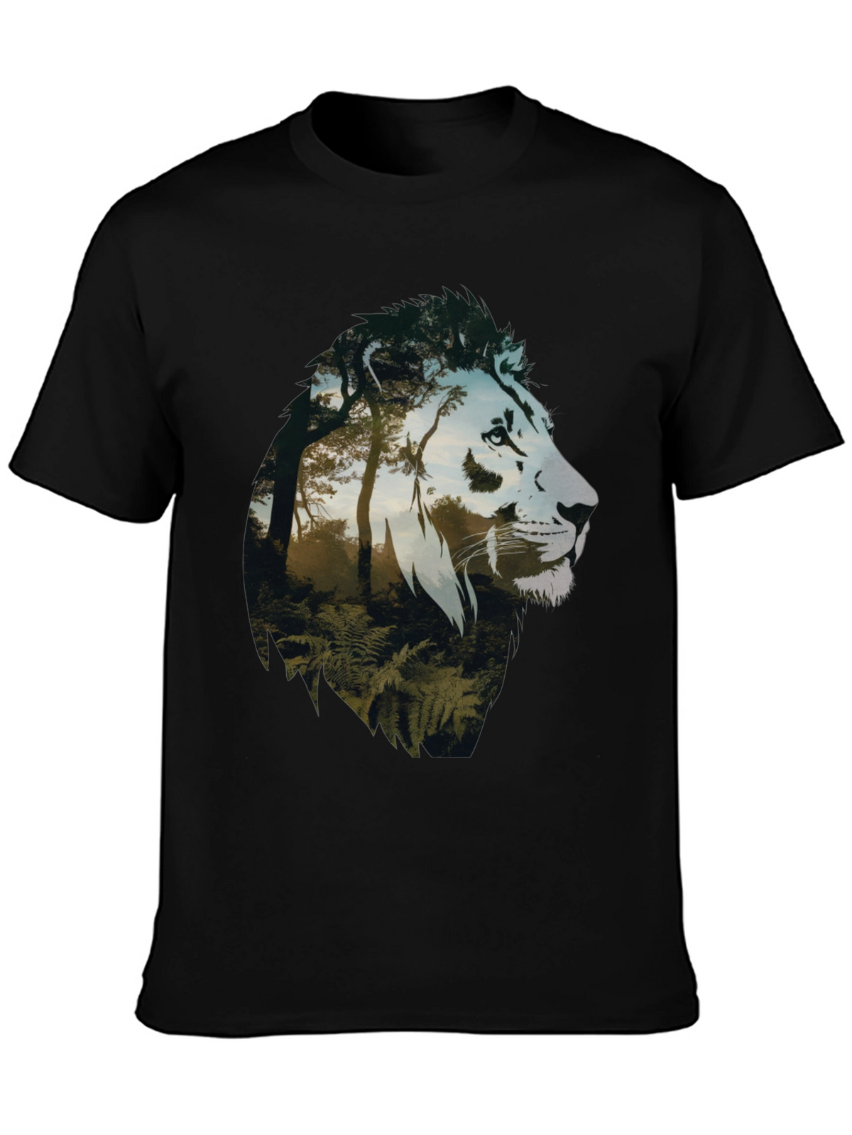 Lion Forest Graphic Tee - Nature Inspired Mens T-Shirt