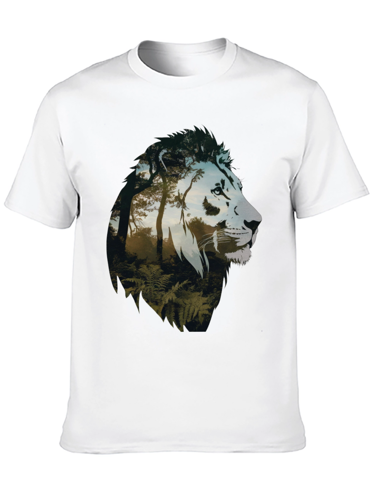 Lion Forest Graphic Tee - Nature Inspired Mens T-Shirt
