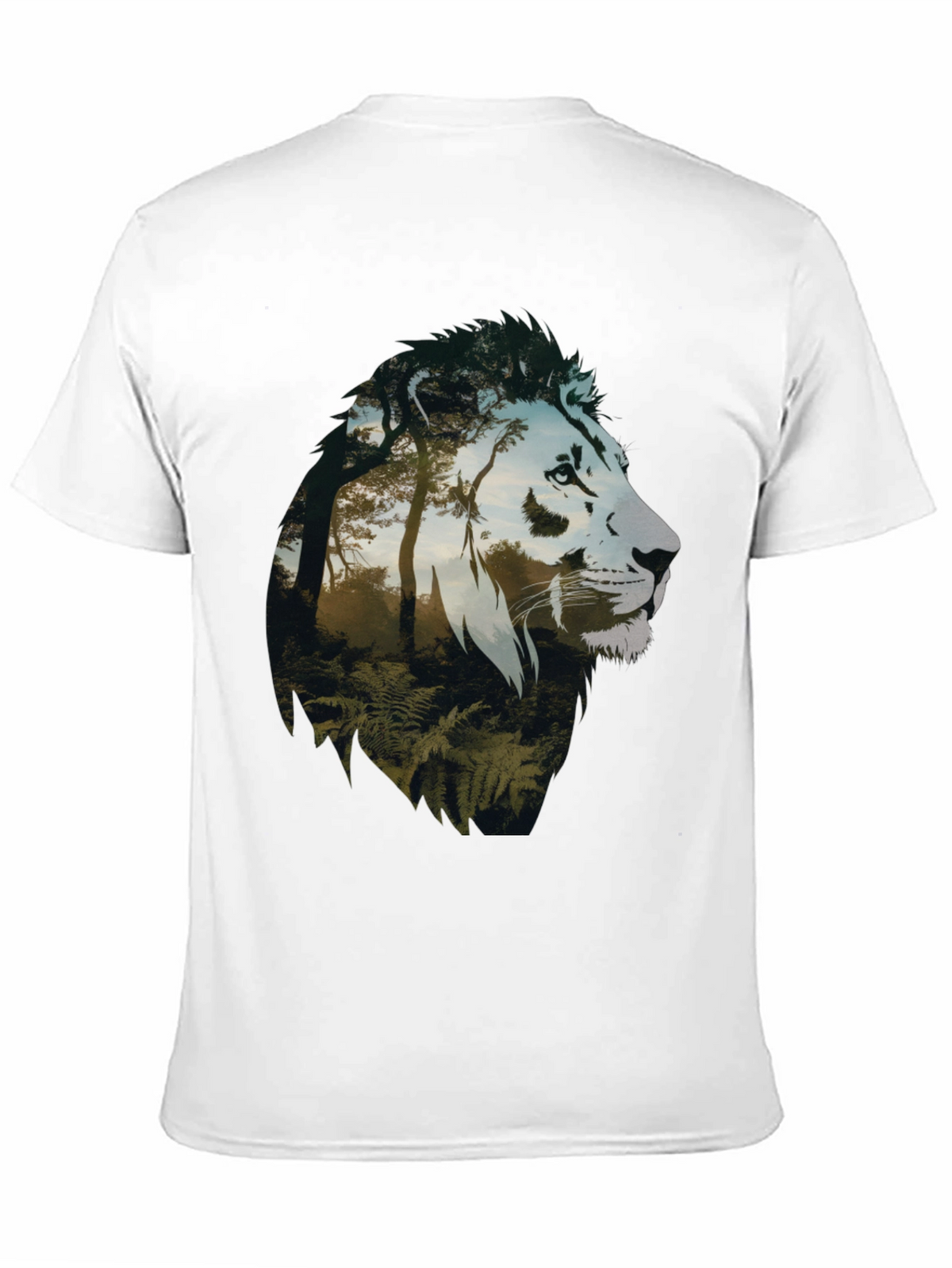 Lion Forest Graphic Tee - Nature Inspired Mens T-Shirt