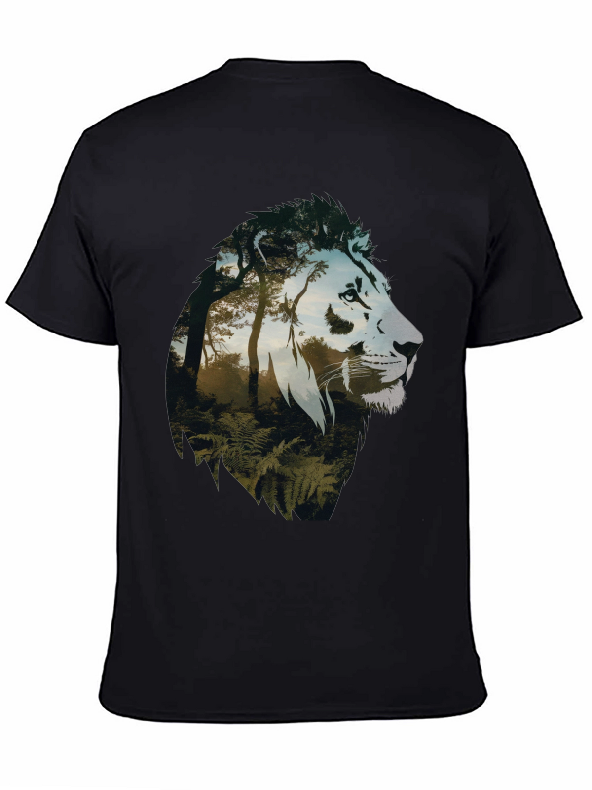 Lion Forest Graphic Tee - Nature Inspired Mens T-Shirt