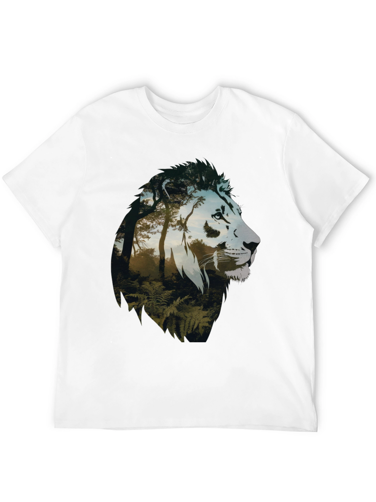 Lion Forest Graphic Tee - Nature Inspired Mens T-Shirt