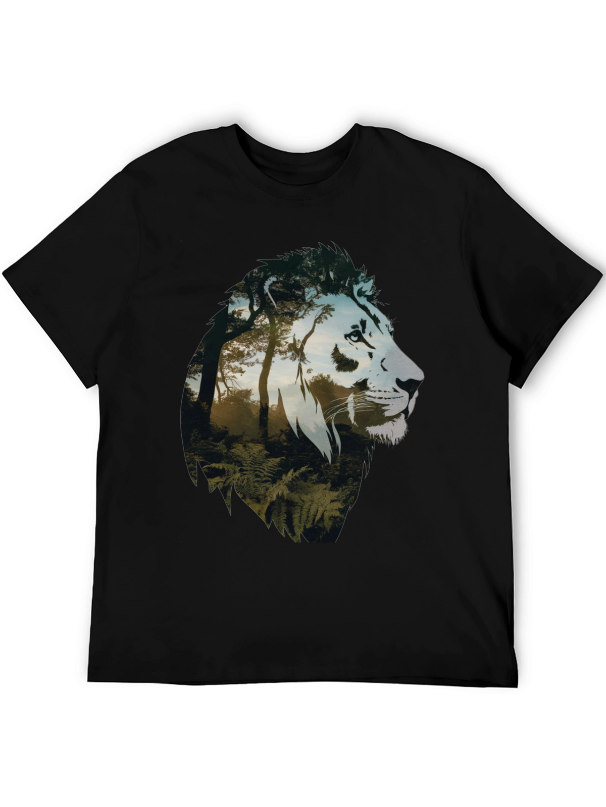 Lion Forest Graphic Tee - Nature Inspired Mens T-Shirt