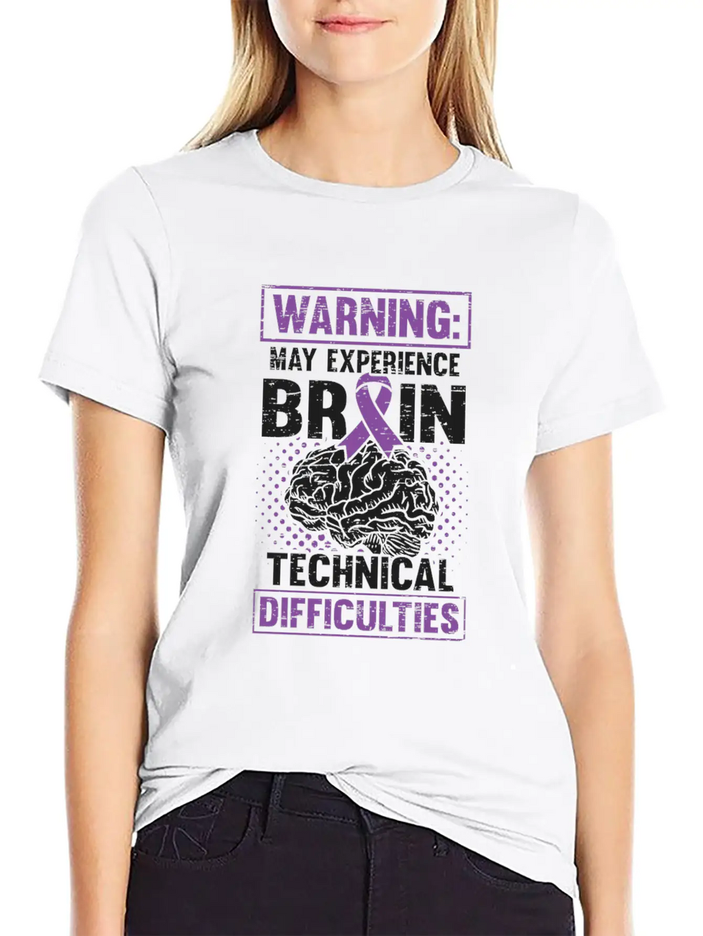 Brain Technical Purple Ribbon Epileptic Epilepsy Unisex Casual T-Shirt – Clean Design For Daily Comfort
