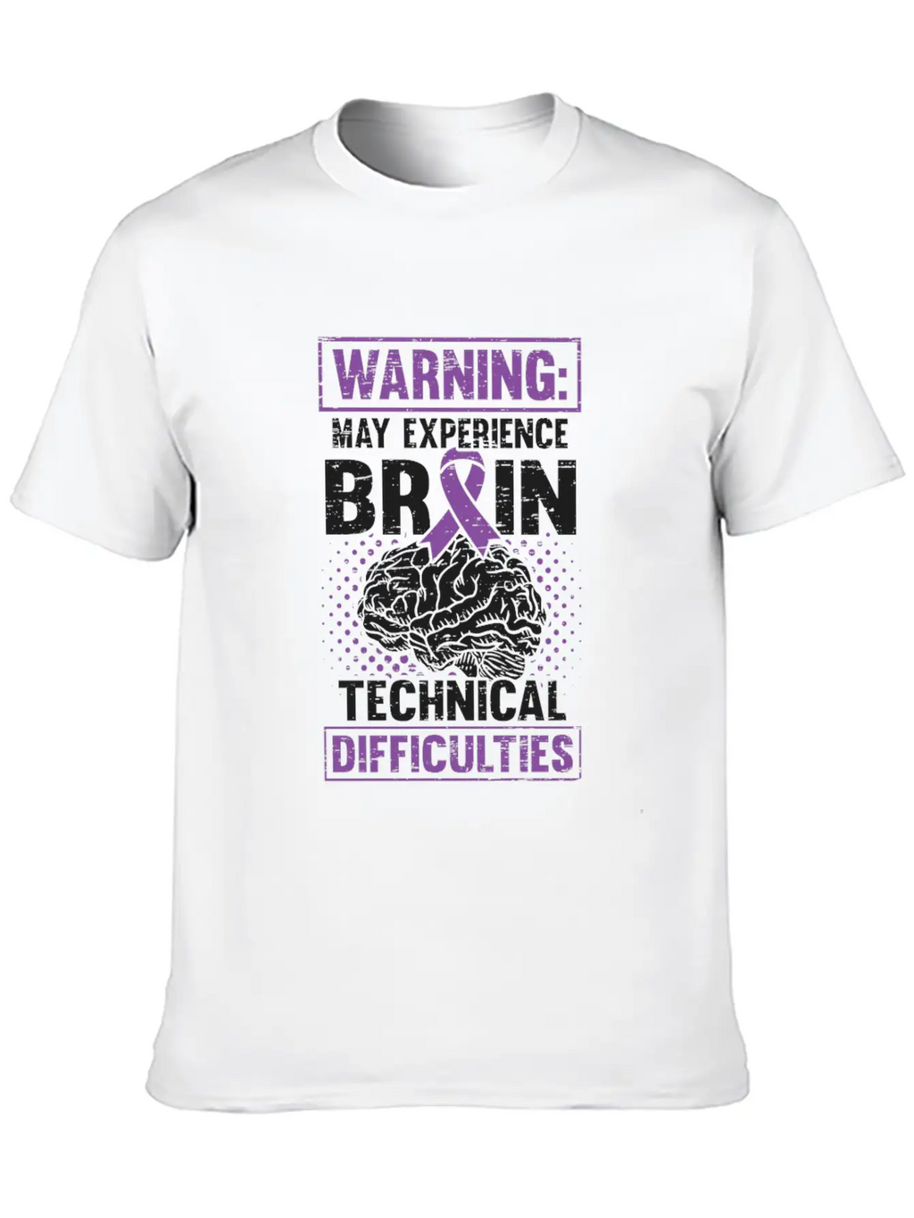 Brain Technical Purple Ribbon Epileptic Epilepsy Unisex Casual T-Shirt – Clean Design For Daily Comfort