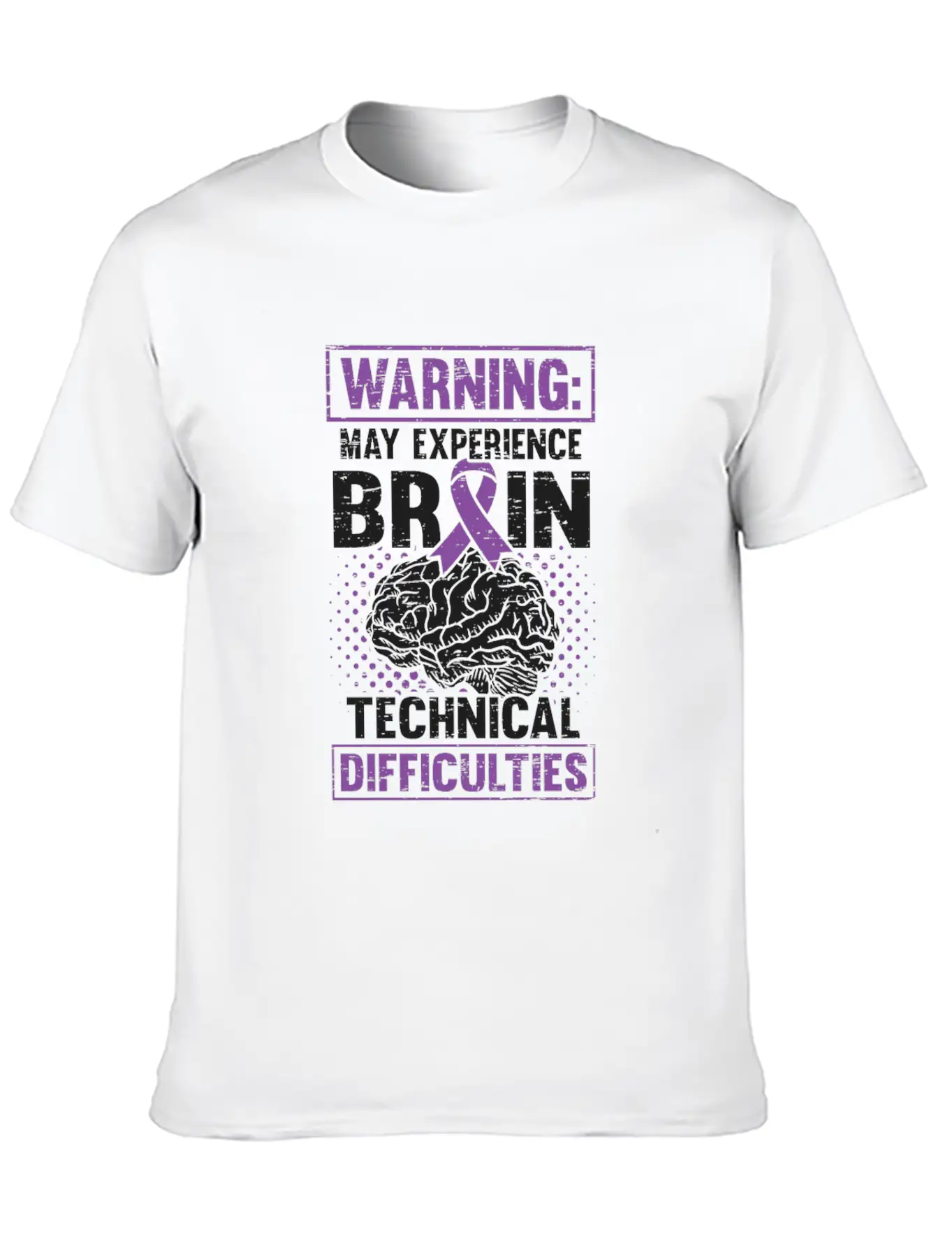 Brain Technical Purple Ribbon Epileptic Epilepsy Unisex Casual T-Shirt – Clean Design For Daily Comfort