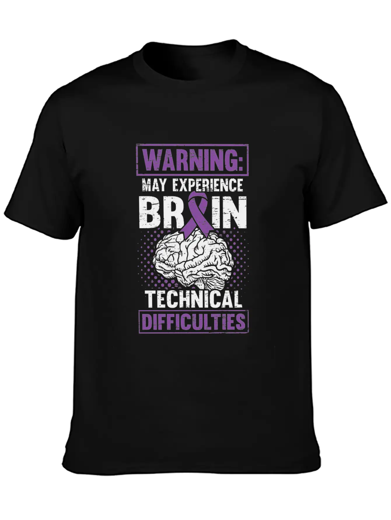 Brain Technical Purple Ribbon Epileptic Epilepsy Unisex Casual T-Shirt – Clean Design For Daily Comfort