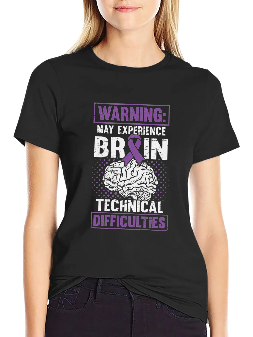 Brain Technical Purple Ribbon Epileptic Epilepsy Unisex Casual T-Shirt – Clean Design For Daily Comfort