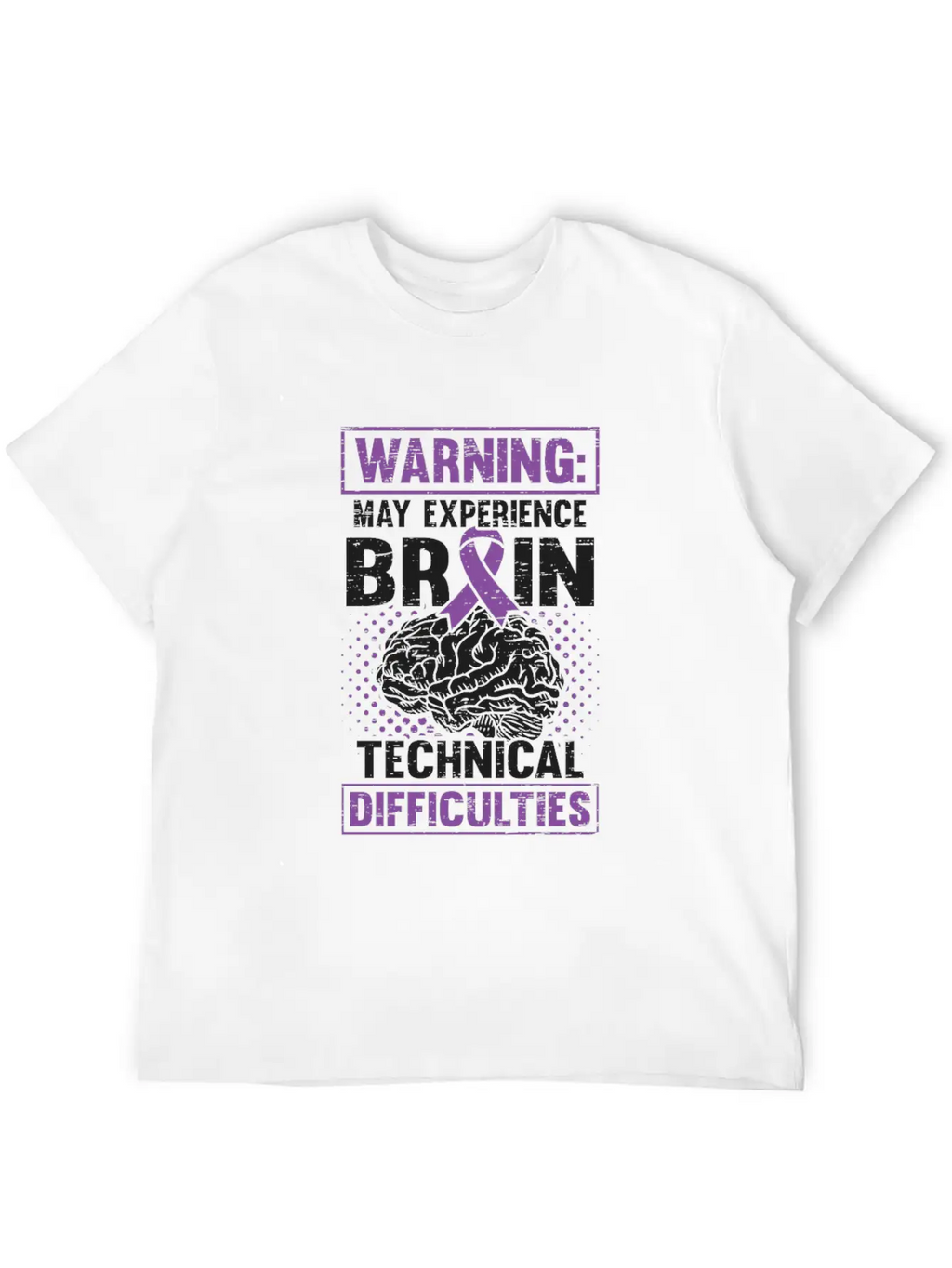 Brain Technical Purple Ribbon Epileptic Epilepsy Unisex Casual T-Shirt – Clean Design For Daily Comfort