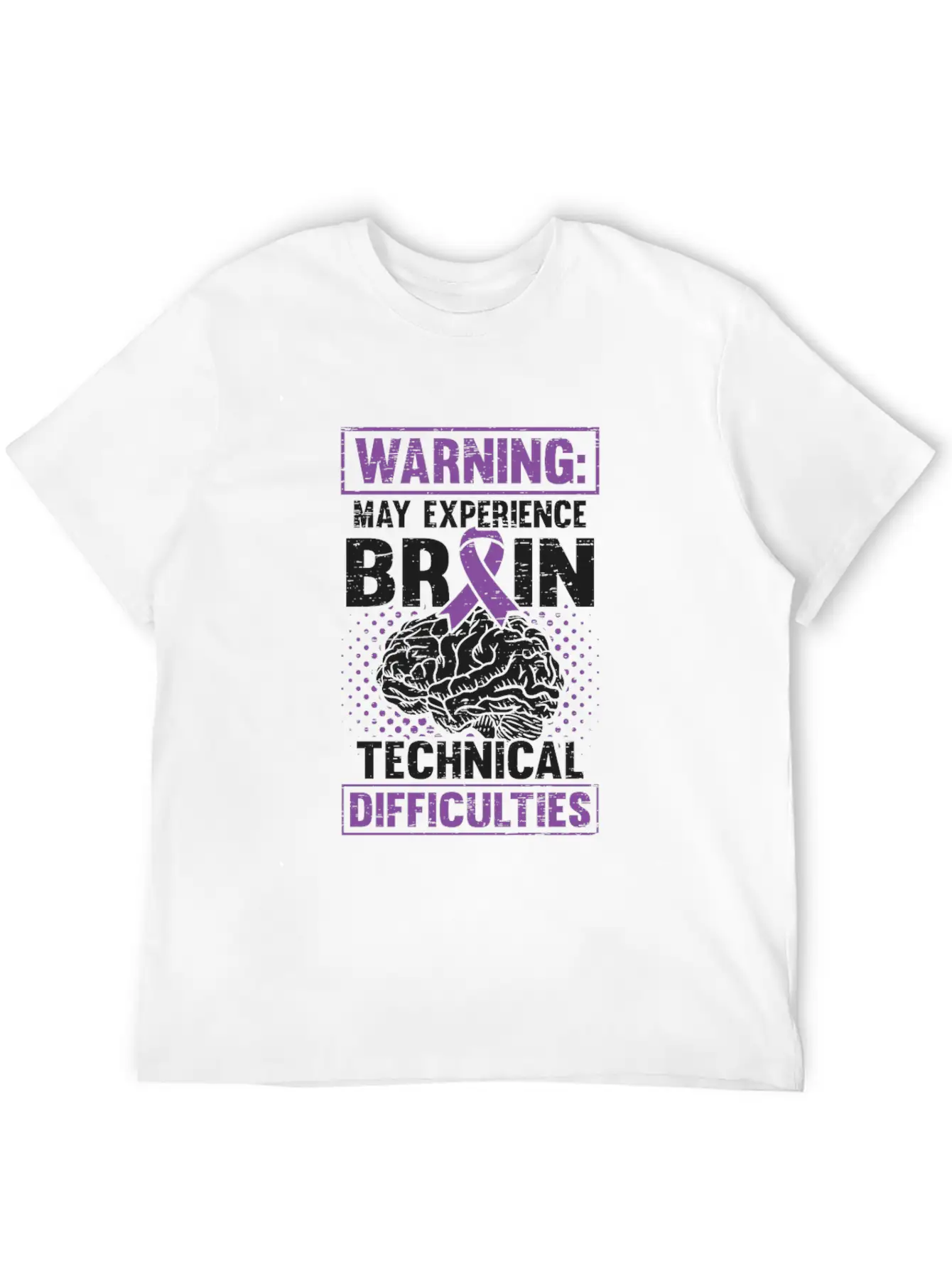 Brain Technical Purple Ribbon Epileptic Epilepsy Unisex Casual T-Shirt – Clean Design For Daily Comfort