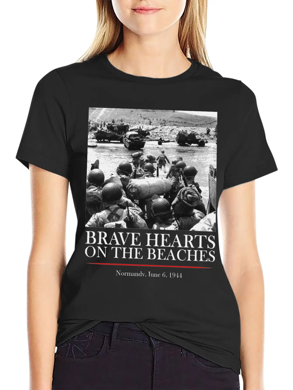 Brave Hearts On The Beaches - WW2 D-day Basic Graphic T-Shirt – Daily Comfort In Soft Cotton