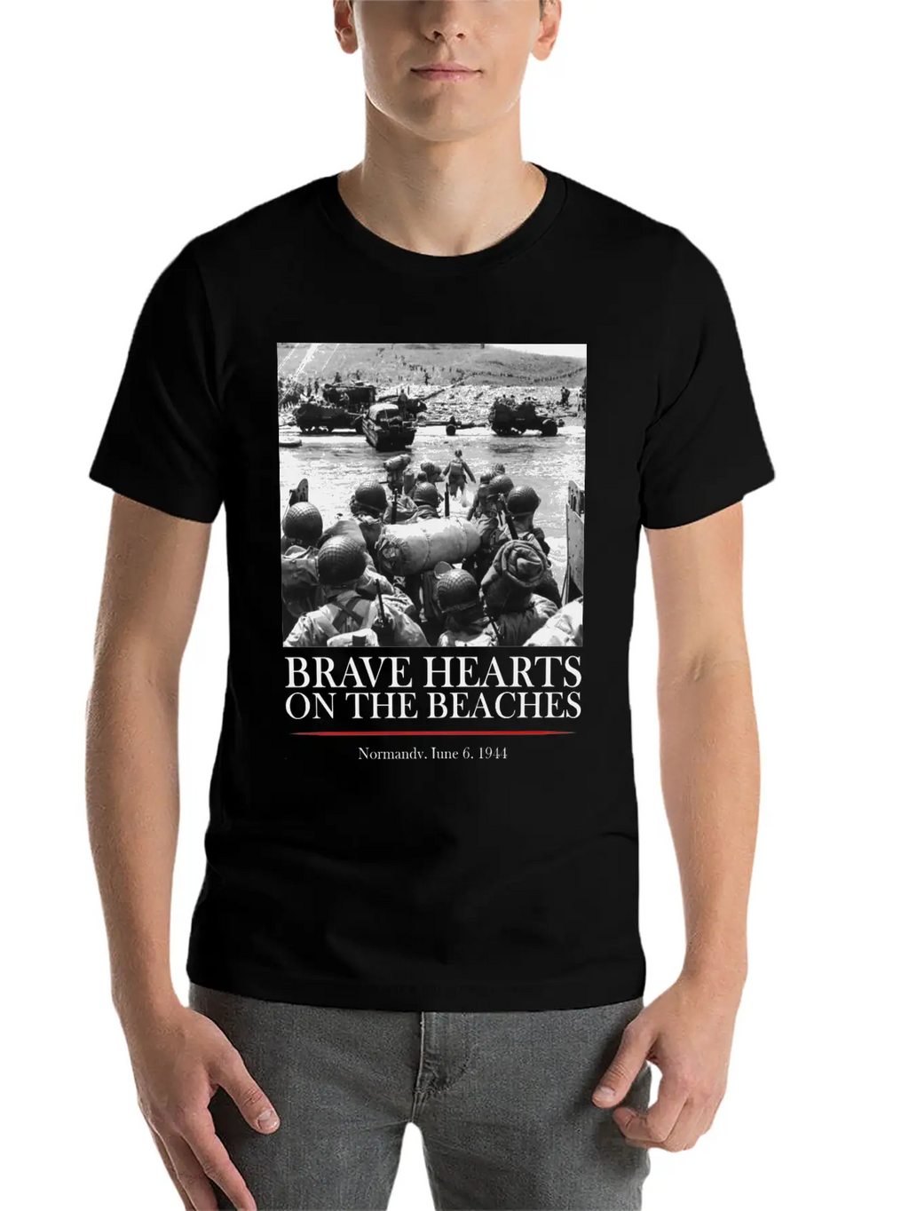 Brave Hearts On The Beaches - WW2 D-day Basic Graphic T-Shirt – Daily Comfort In Soft Cotton