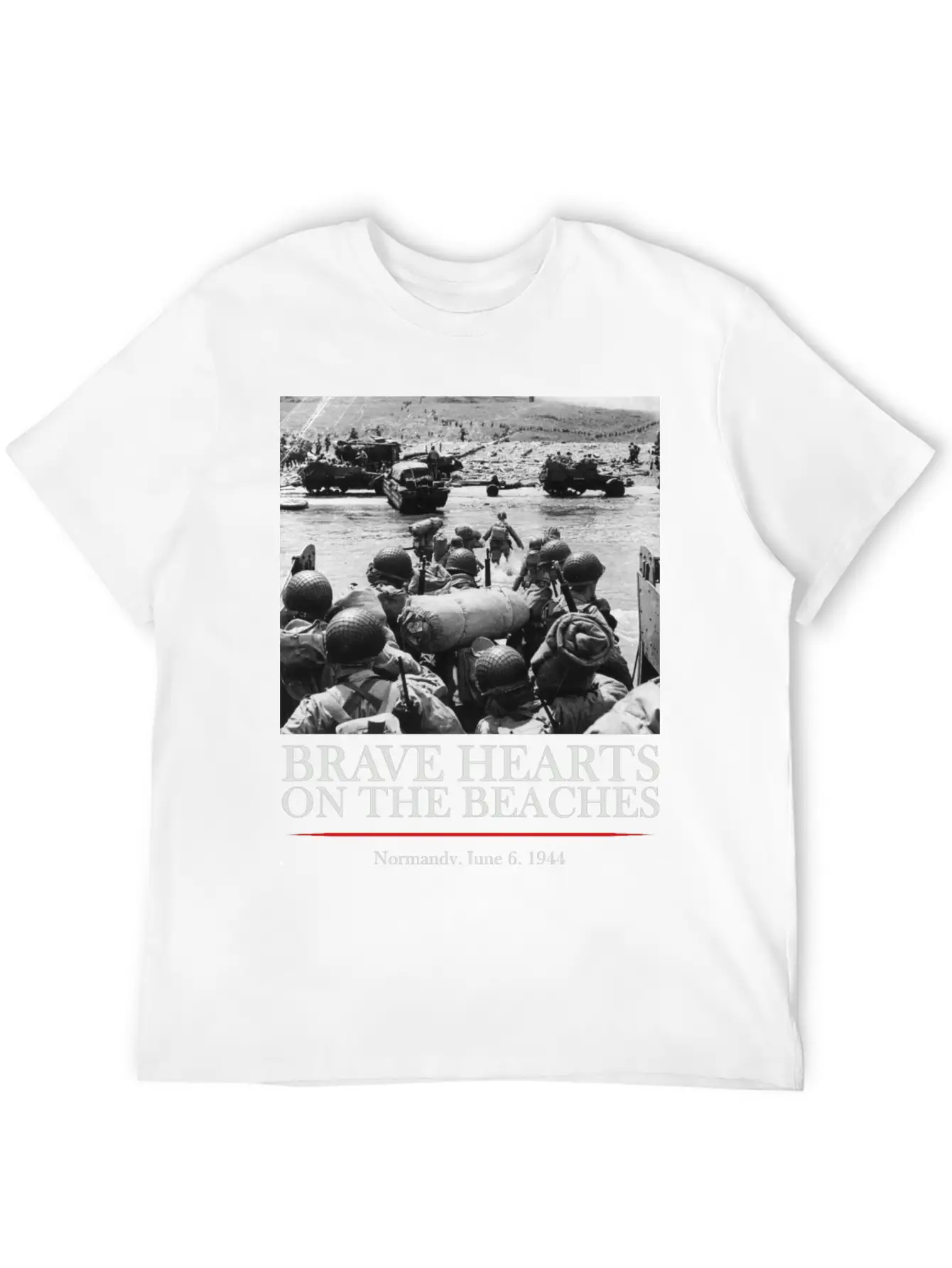 Brave Hearts On The Beaches - WW2 D-day Basic Graphic T-Shirt – Daily Comfort In Soft Cotton