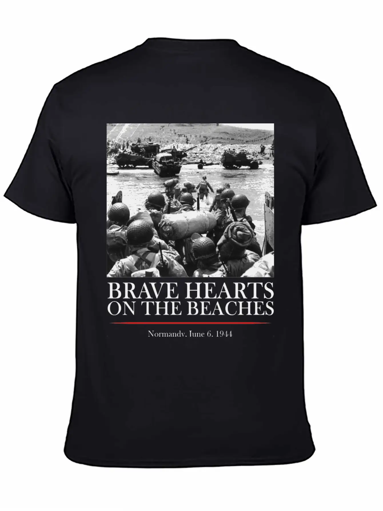 Brave Hearts On The Beaches - WW2 D-day Basic Graphic T-Shirt – Daily Comfort In Soft Cotton