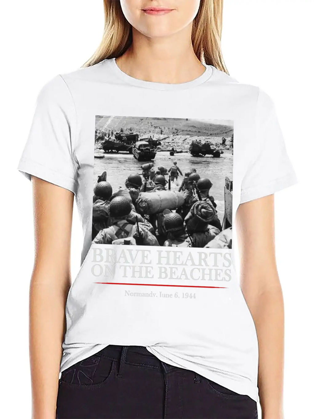Brave Hearts On The Beaches - WW2 D-day Basic Graphic T-Shirt – Daily Comfort In Soft Cotton