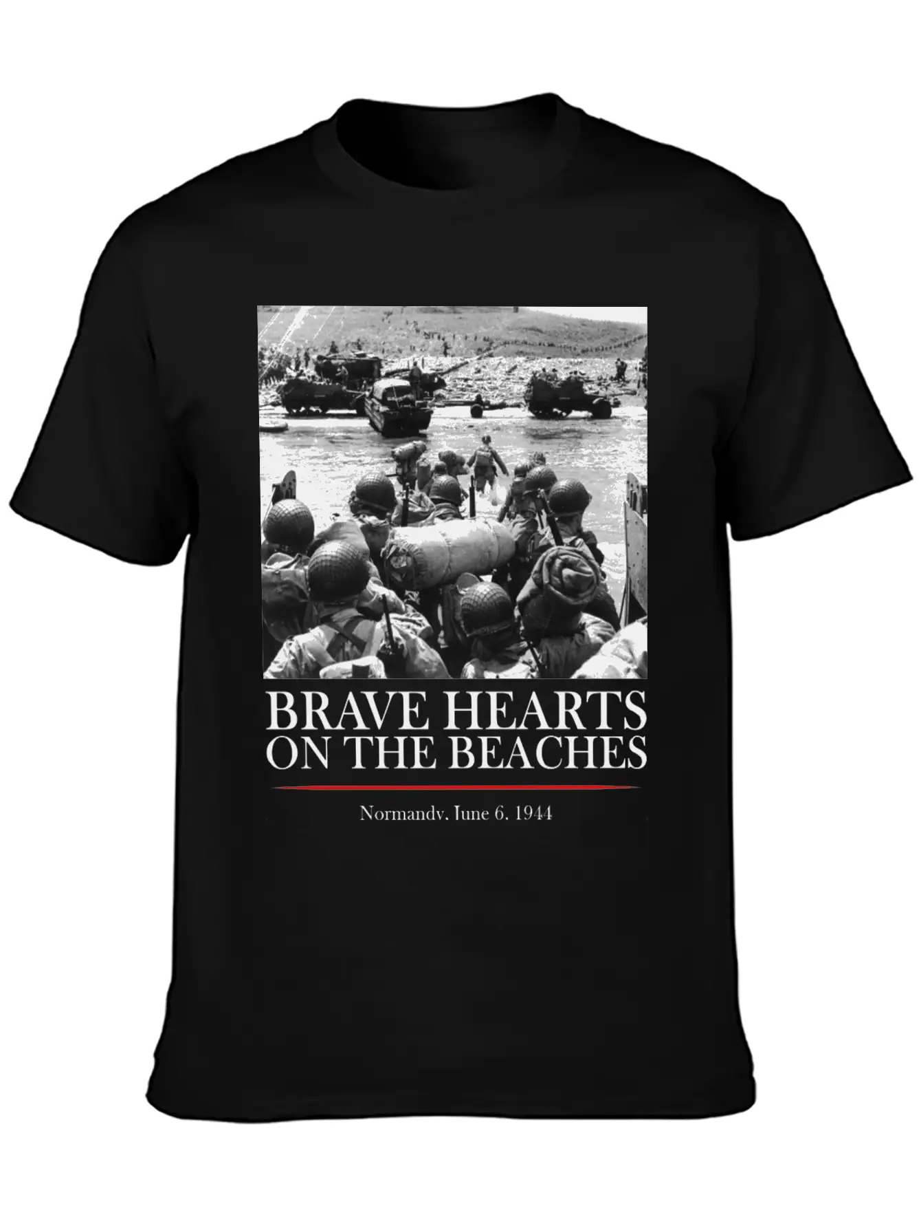 Brave Hearts On The Beaches - WW2 D-day Basic Graphic T-Shirt – Daily Comfort In Soft Cotton