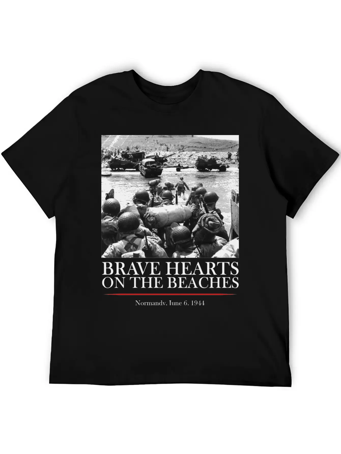 Brave Hearts On The Beaches - WW2 D-day Basic Graphic T-Shirt – Daily Comfort In Soft Cotton